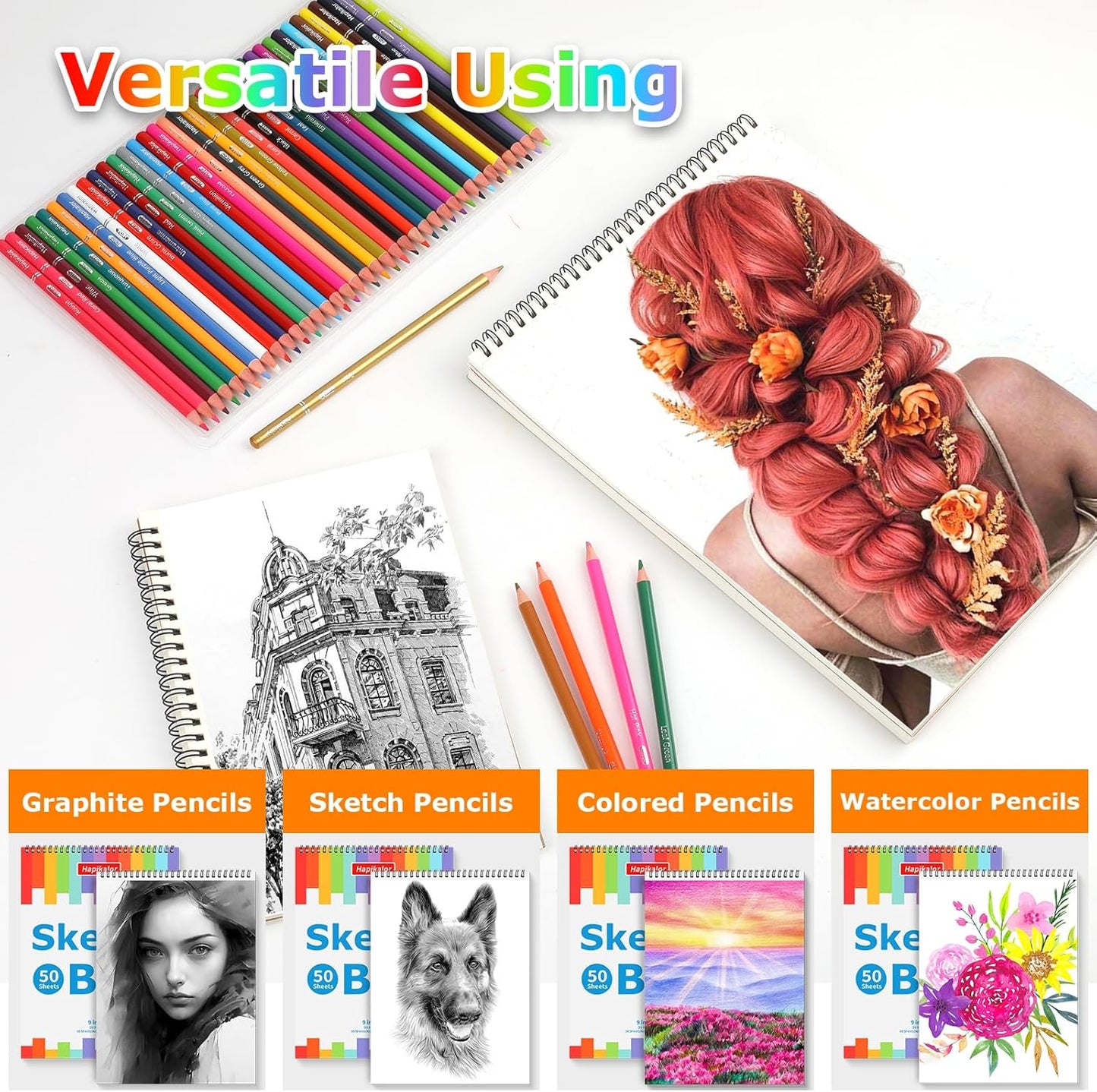 9" x 12" Sketch Book, 2-Pack 50 Sheets Spiral Bound Art Sketchbook, Acid Free Artist Drawing Book Paper, Art Supplies for Adults Kids, Craft Activities, Sketch Paper for Drawing Coloring Sketching