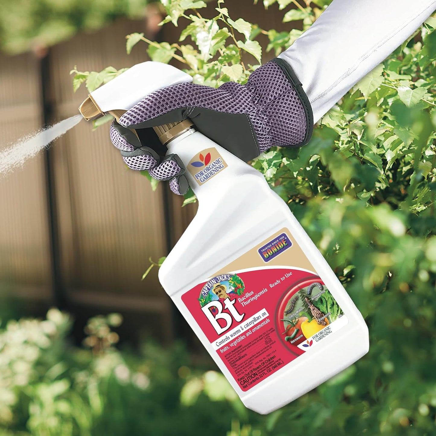 Bonide 8066 Captain Jack's Bacillus Thuringiensis BT Organic Worm & Caterpillar Control, 32 oz. Ready-to-Us - Quantity 1