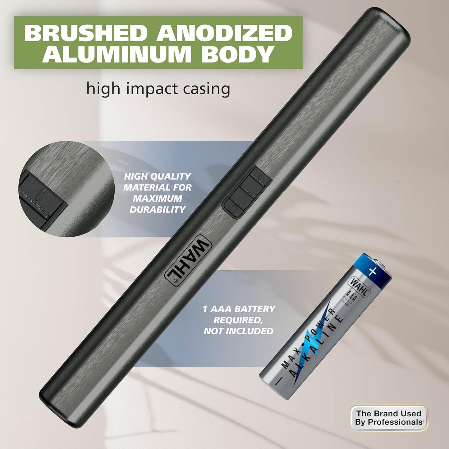 Wahl Micro Groomsman Battery Personal Trimmer for Hygienic Grooming with Rinseable, Interchangeable Heads for Eyebrows, Neckline, Nose, Ears, & Other Detailing - 05640-600