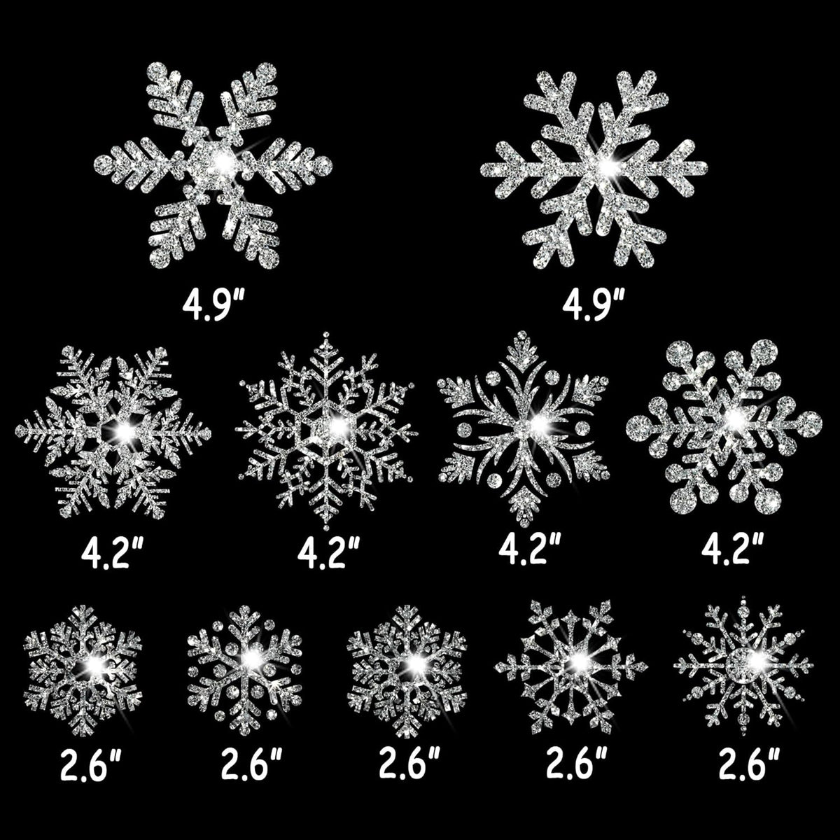 Glitter Snowflake Window Clings, 147PCS Silver Sparkling Christmas Window Clings Winter Wonderland Decorations for Home Christmas Party (Glitter Snowflake)