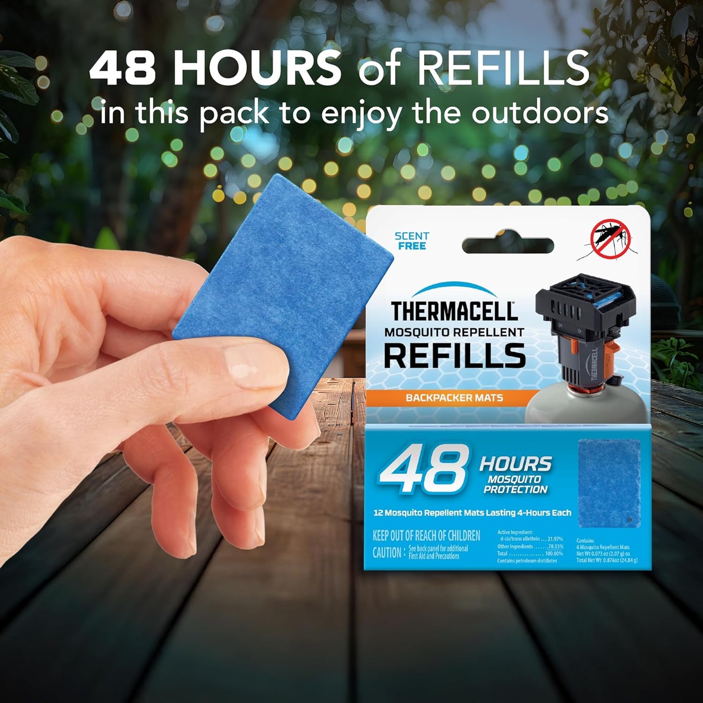 Thermacell Mosquito Repellent Refills; Compatible with Thermacell Backpacker; Highly Effective, Long Lasting, No Spray, Scent, or Mess; 15 Foot Zone of Mosquito Protection