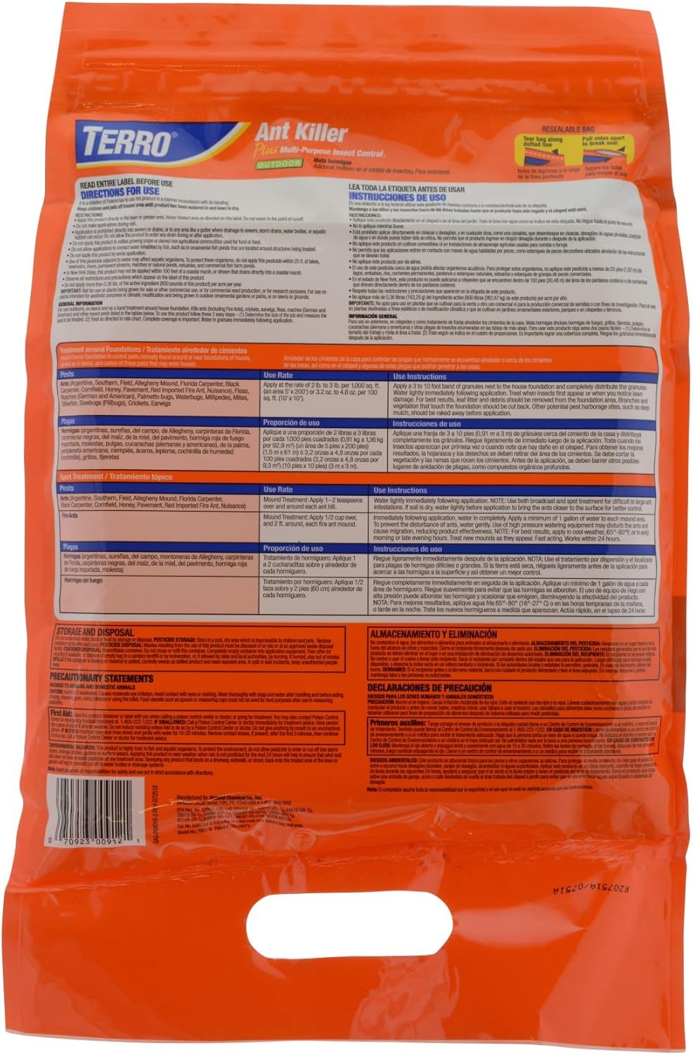 TERRO T901-6 Ant Killer Plus Multi-Purpose Insect Control for Outdoors - Kills Fire Ants, Fleas, Cockroaches, and Other Crawling Insects - 3lb
