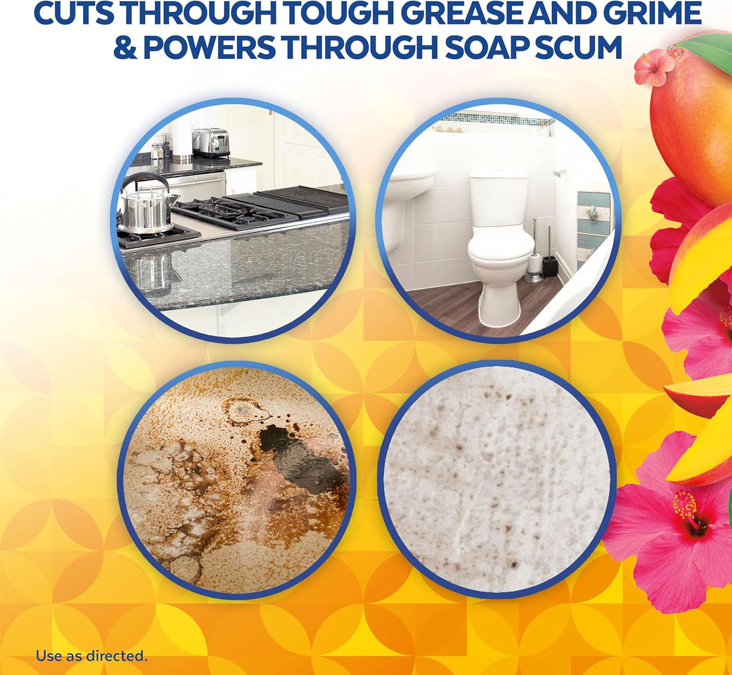 Lysol Power Clean Multi-Surface Cleaner, 2x Concentrated Pour, Mango & Hibiscus, 28 Fl Oz