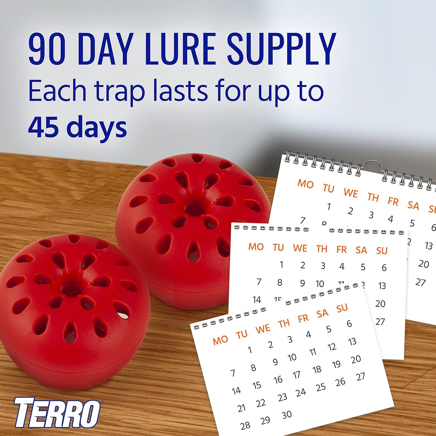 TERRO Fruit Fly Traps for Indoors (4 Pack) + 180 Days of Lure Supply - T2503SR - Lure and Kill Indoor Fruit Flies Near Fruit, Trash Cans, Countertops - Ready to Use Trap - 180 Day Supply