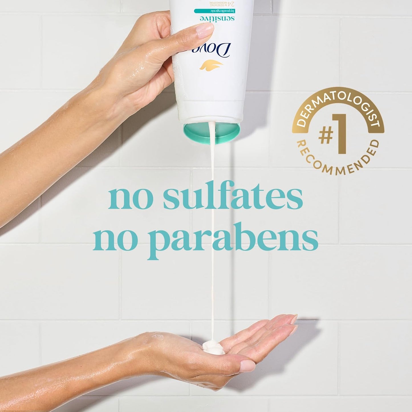 Dove Body Wash with Pump Sensitive Skin For 24hr Lotion-Soft Skin Moisturizing Skin Cleanser Gentle Hypoallergenic Formula with No Sulfates No Parabens 30.6 oz