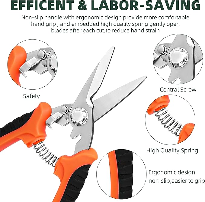 3-Pack Stainless Steel Pruning Shears, Pruning Snips and Clippers for Gardening - Cart Shape