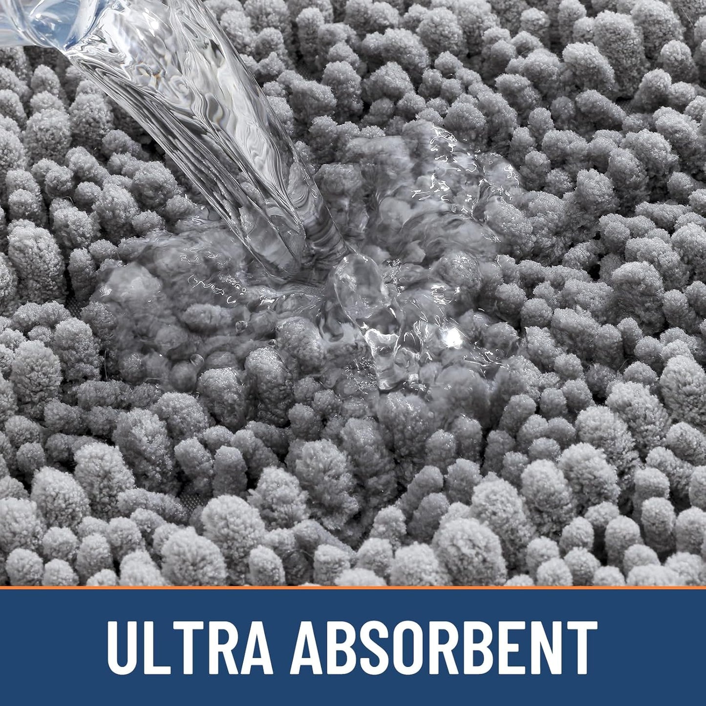 Smiry Bathroom Rugs Mat 30x20, Extra Soft Absorbent Chenille Bath Rugs, Non Slip Rubber Backing Machine Washable Quick Dry Bath Mats for Bathroom Floor, Tub, Shower, Home Decor Accessories, Grey