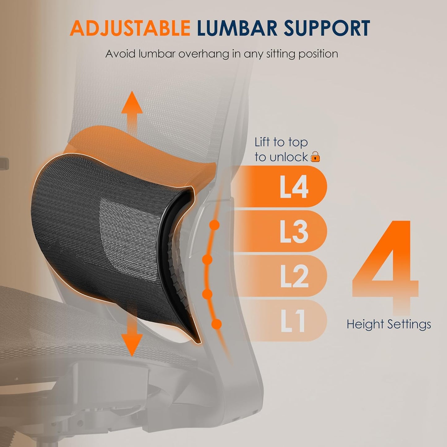 GABRYLLY Ergonomic Office Chair, High-Back Desk Chairs with Adjustable Lumbar Support, Headrest, Tilt Function, Soft Wide Seat and 3D Armrest, 300 LBS Sturdy Home Mesh Chair Task Chairs, GY1070