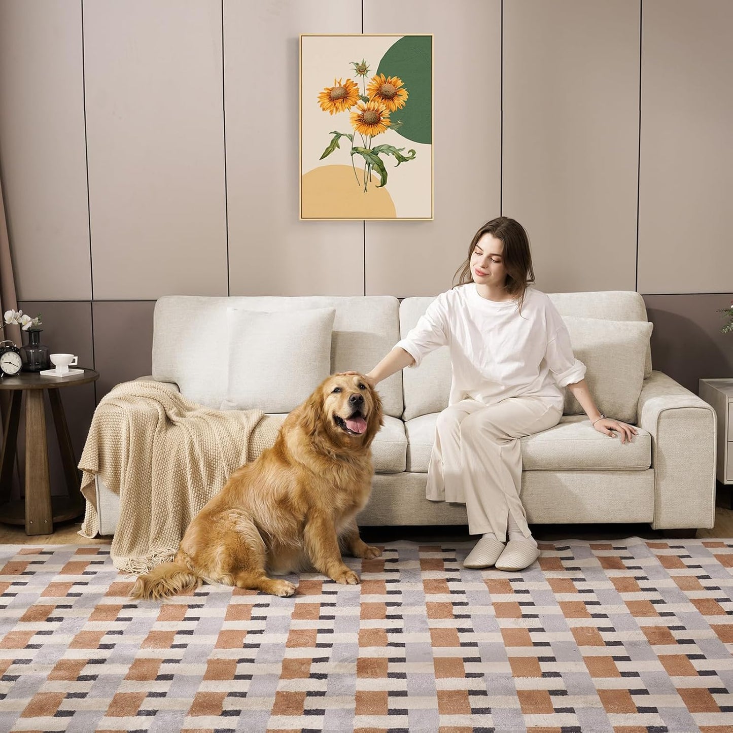 DOPEDIO Modern Loveseat Sofa for Living Room,Chenille Recliner, Removable Cover, Spring Cushions, Solid Wood Frame, Easy Assembly for Small Spaces (71.25inch,Beige)