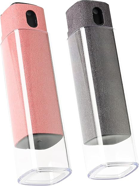 Touchscreen Screen Cleaner Kit 2 Pcs, Phone, Tablet and Car Screen Cleaner, Two in One Spray and Microfiber Cloth(Grey&Pink)