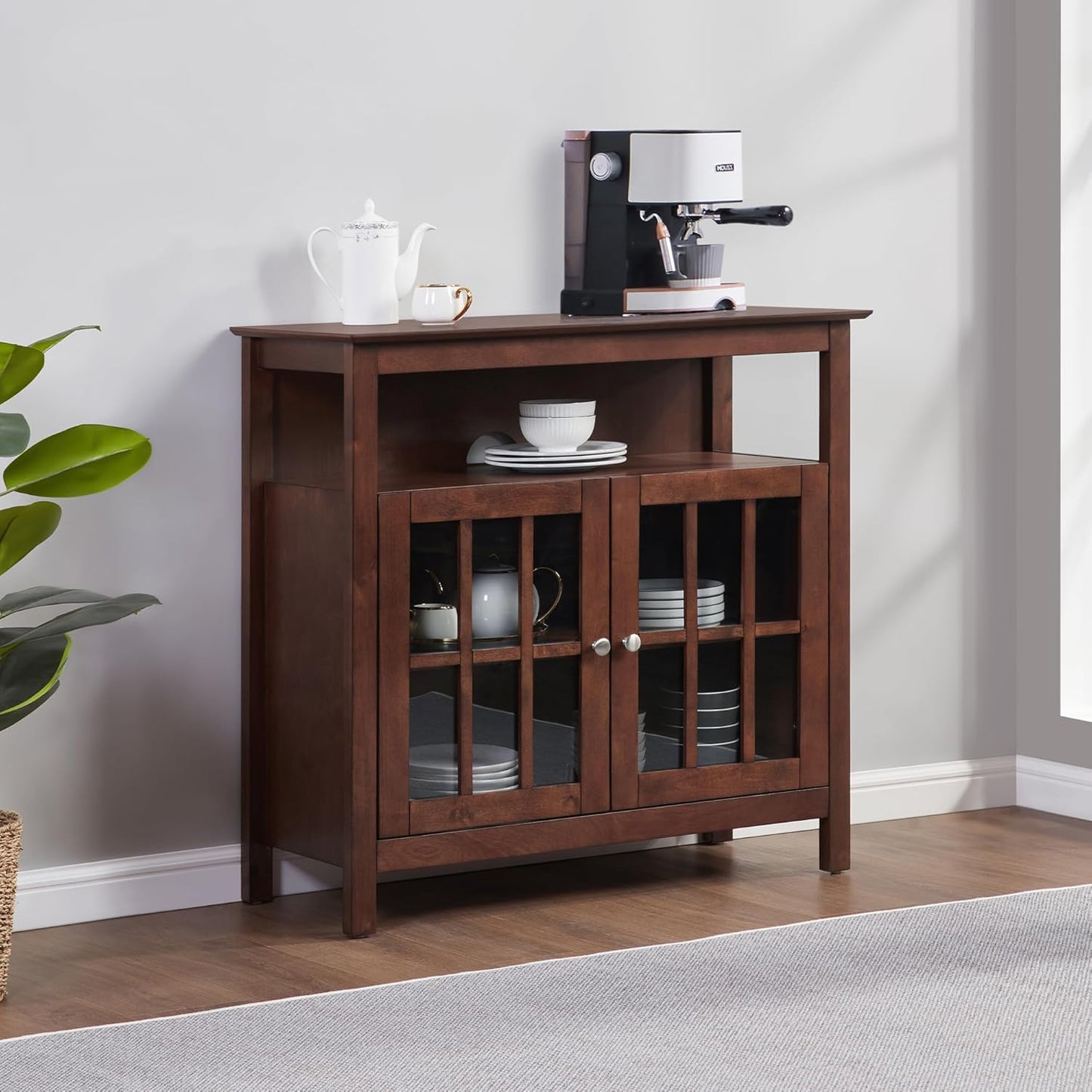 Convenience Concepts Big Sur Highboy TV Stand 36" - Modern Entertainment Center For TVs up to 40", Storage Cabinet for Dining, Living Room, & Entryway, Console Hall Table with Shelves, Espresso