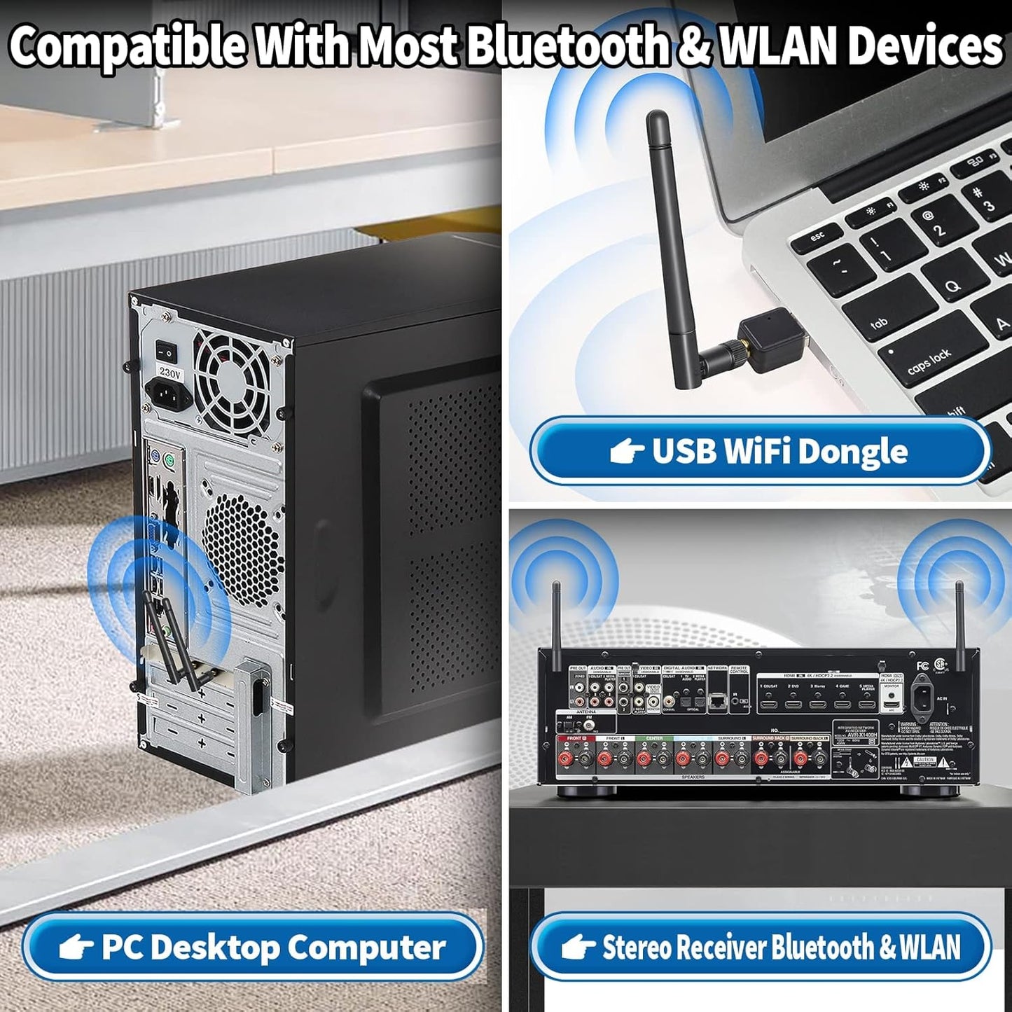 Bingfu Dual Band WiFi 2.4GHz 5GHz 5.8GHz 3dBi MIMO RP-SMA Male Antenna (2-Pack) for WiFi Router Wireless Network Card USB Adapter Security IP Camera Video Surveillance Monitor