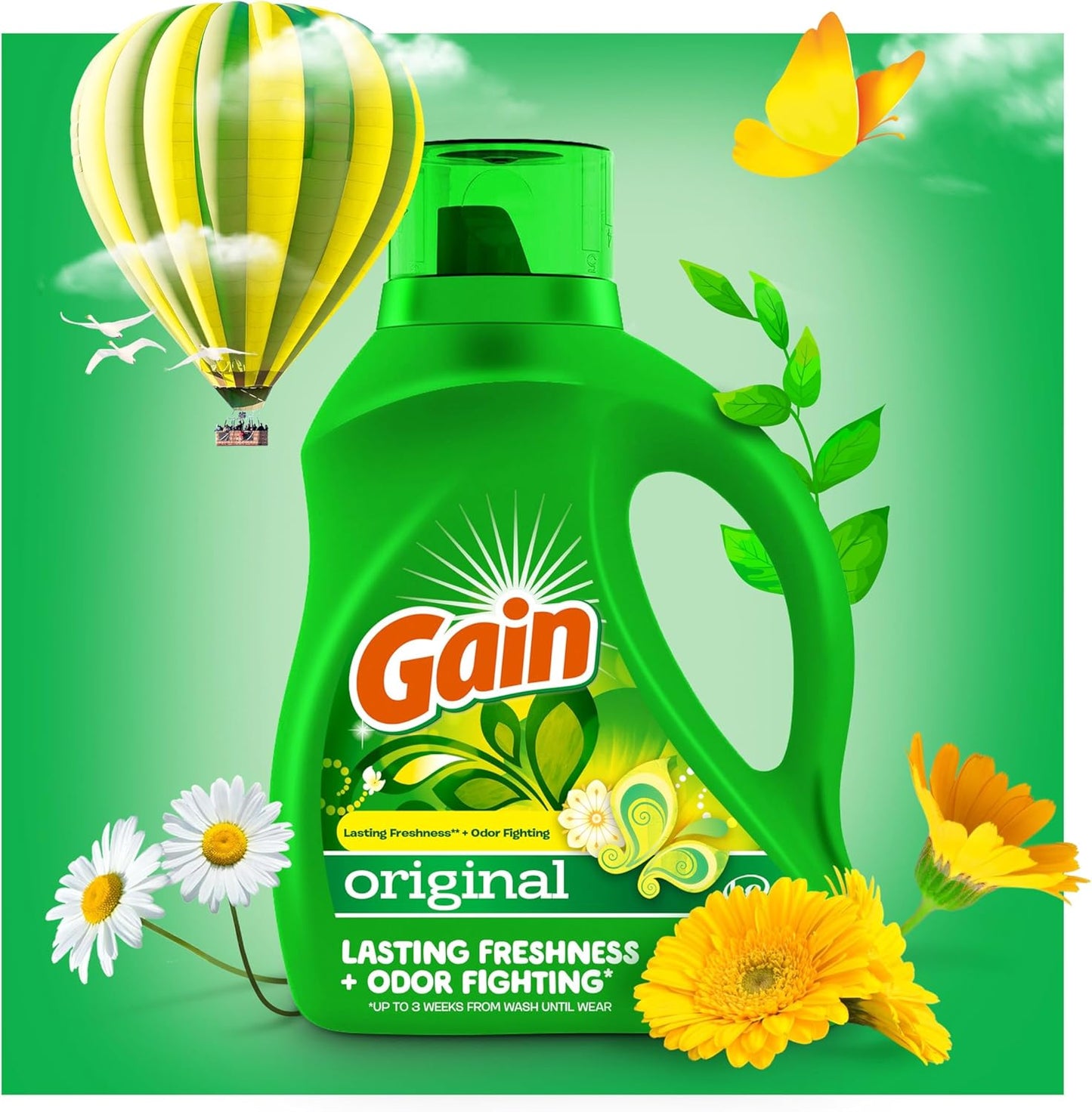 Gain + Aroma Boost Laundry Detergent Liquid, Original Scent, 107 Loads, 154 fl oz, HE Compatible Laundry Soap with Febreze and Oxi, Gain Laundry Detergent, Liquid Laundry Detergent