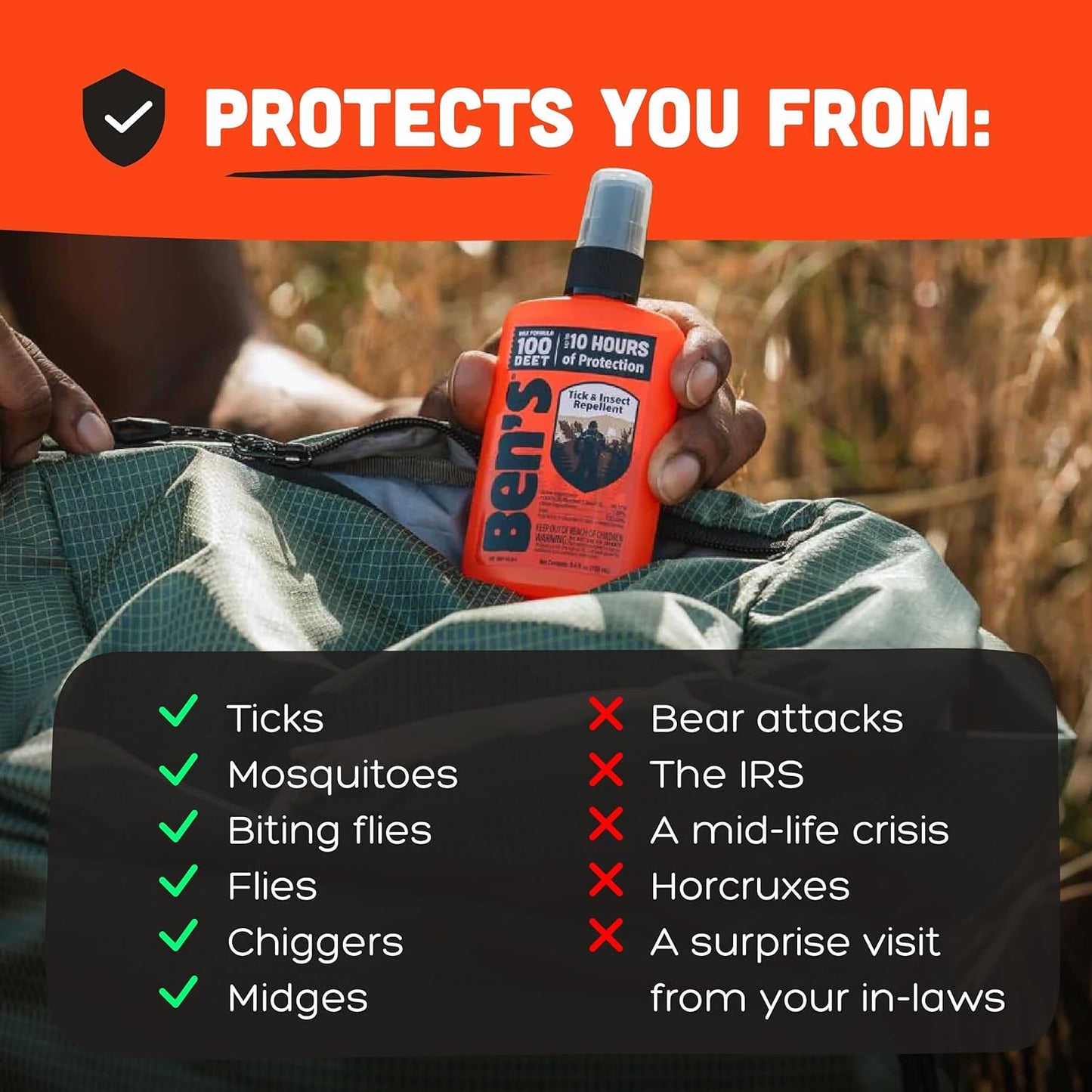 Ben's 100 Tick & Insect Repellent - Alcohol-Free DEET Insect Repellent Pump Spray - Offers 10 Hours of Protection for Adults & Children -3.4 Fl Oz (2 Pack)