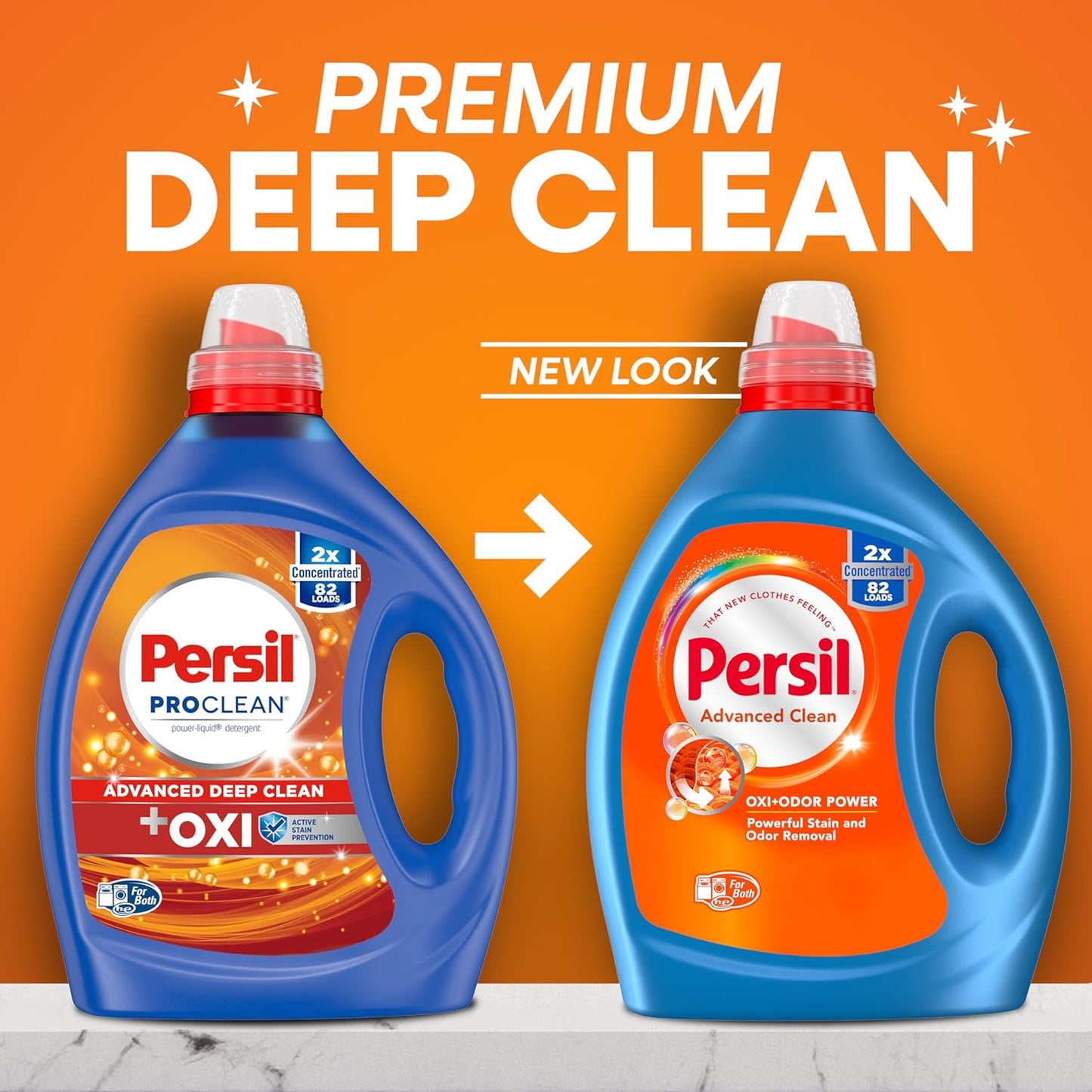 Persil Advanced Clean Oxi+Odor Power, Liquid Laundry Detergent, High Efficiency (HE), Deep Stain Removal, 2X Concentrated, 82.5 fl oz, 82 Loads