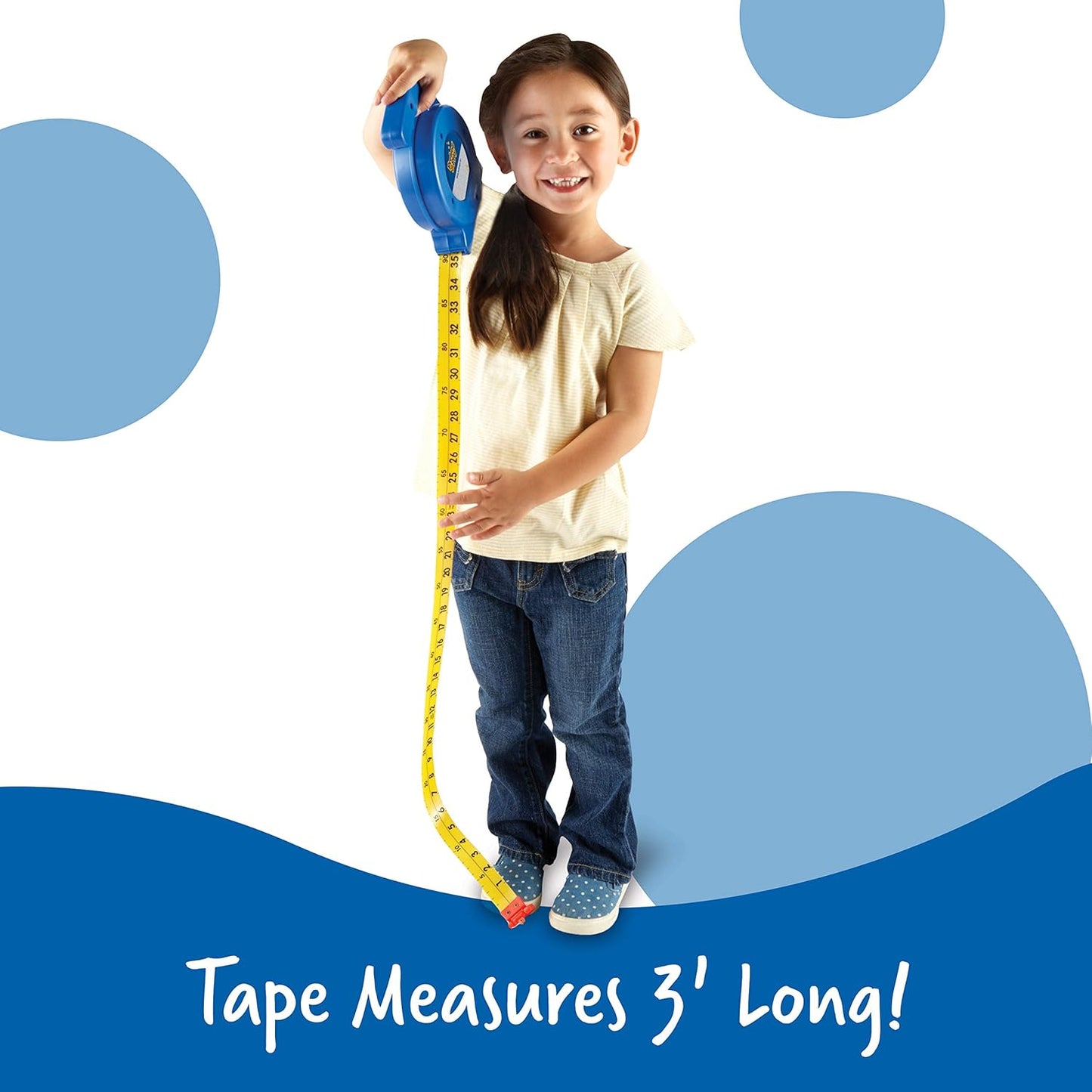 Learning Resources Pretend Play 3" Long Tape Measure - Kids Construction Toys, Preschool Activities, Pretend Play For Toddlers , Height Measurement Counting Tool, Fine Motor Skills, Homeschool