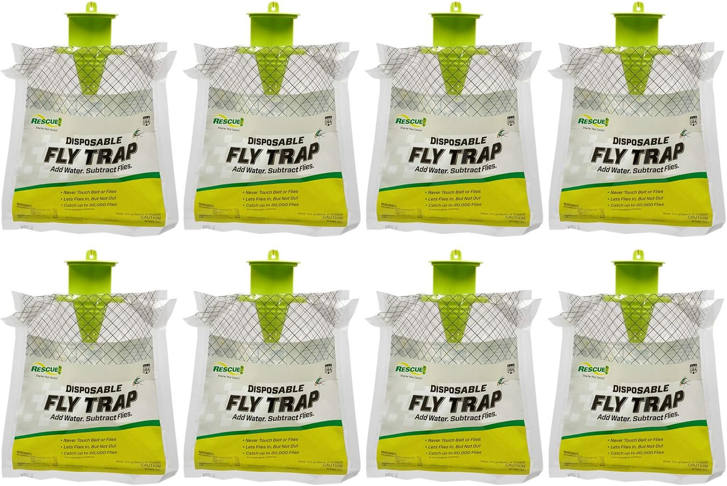 RESCUE! Outdoor Disposable Hanging Fly Trap - 8 Traps