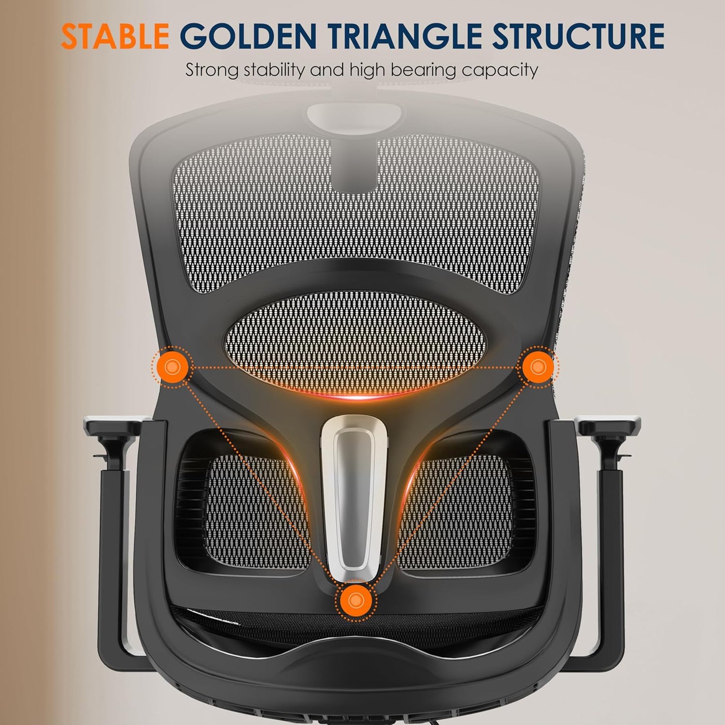 GABRYLLY Ergonomic Office Chair, High-Back Desk Chairs with Adjustable Lumbar Support, Headrest, Tilt Function, Soft Wide Seat and 3D Armrest, 300 LBS Sturdy Home Mesh Chair Task Chairs, GY1070