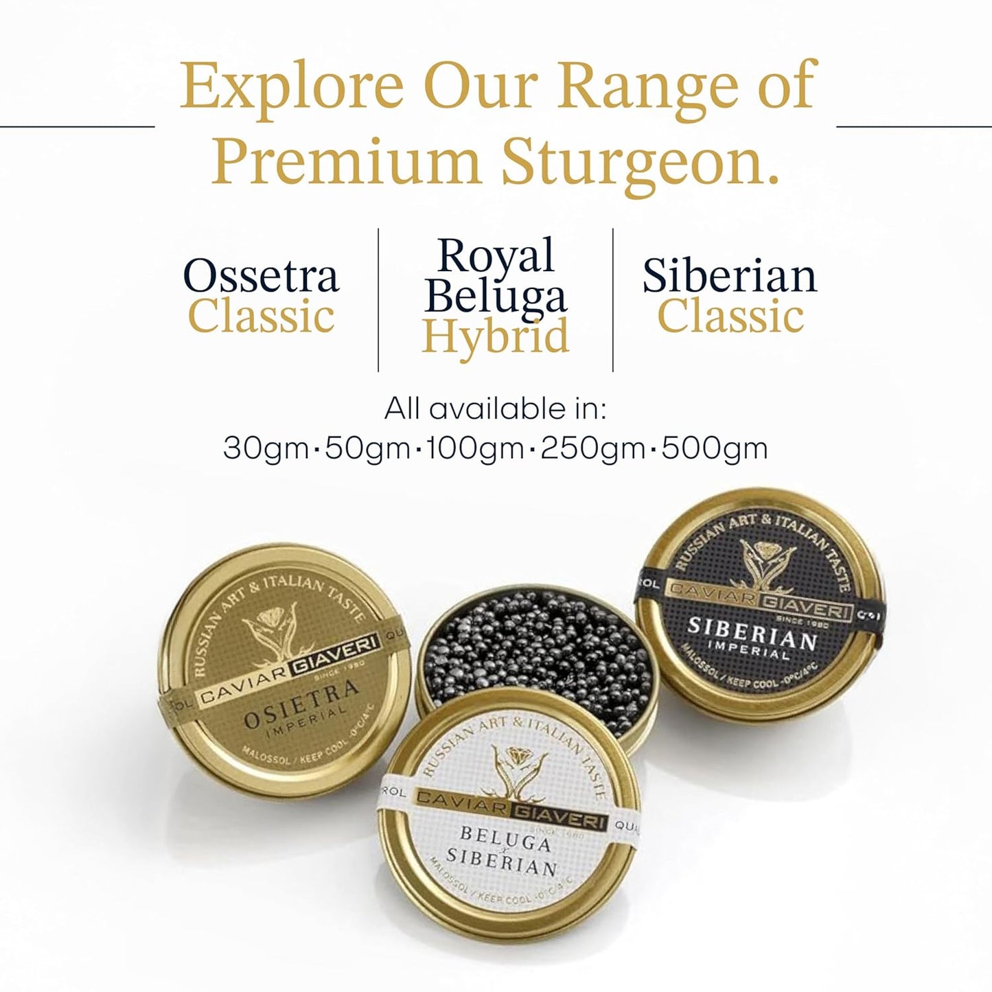 OVERNIGHT GUARANTEED, Bester’s Royal Beluga Hybrid Caviar Gift Set - Rated Best Black Caviar in the World, 1oz (28G) Glass Jar with Free Blinis, Spoons, Gift Set (Huso huso x baerii)