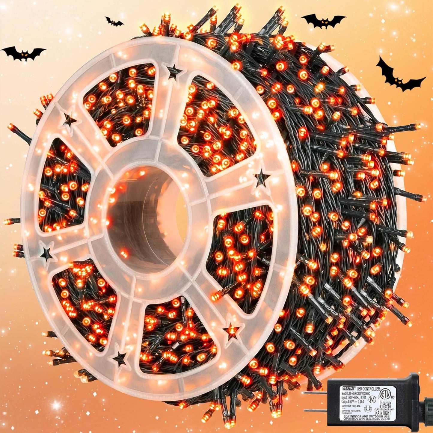 kemooie 500 LED Orange Halloween Lights, 164FT 8 Lighting Modes Plug in Waterproof Extra Long Fairy Light for Outdoor Tree Wedding Party Garden Balcony Halloween Decorations (Orange)