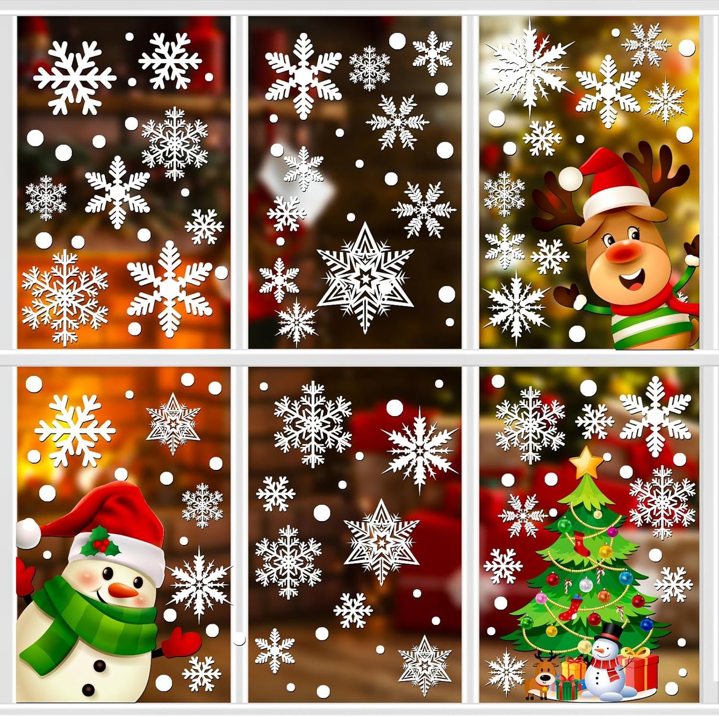 449PCS+ Christmas White Snowflakes Window Clings Decal Stickers Ornaments for Winter New Year Xmas Party Supplies Frozen Wonderland Decorations (10 Sheets)