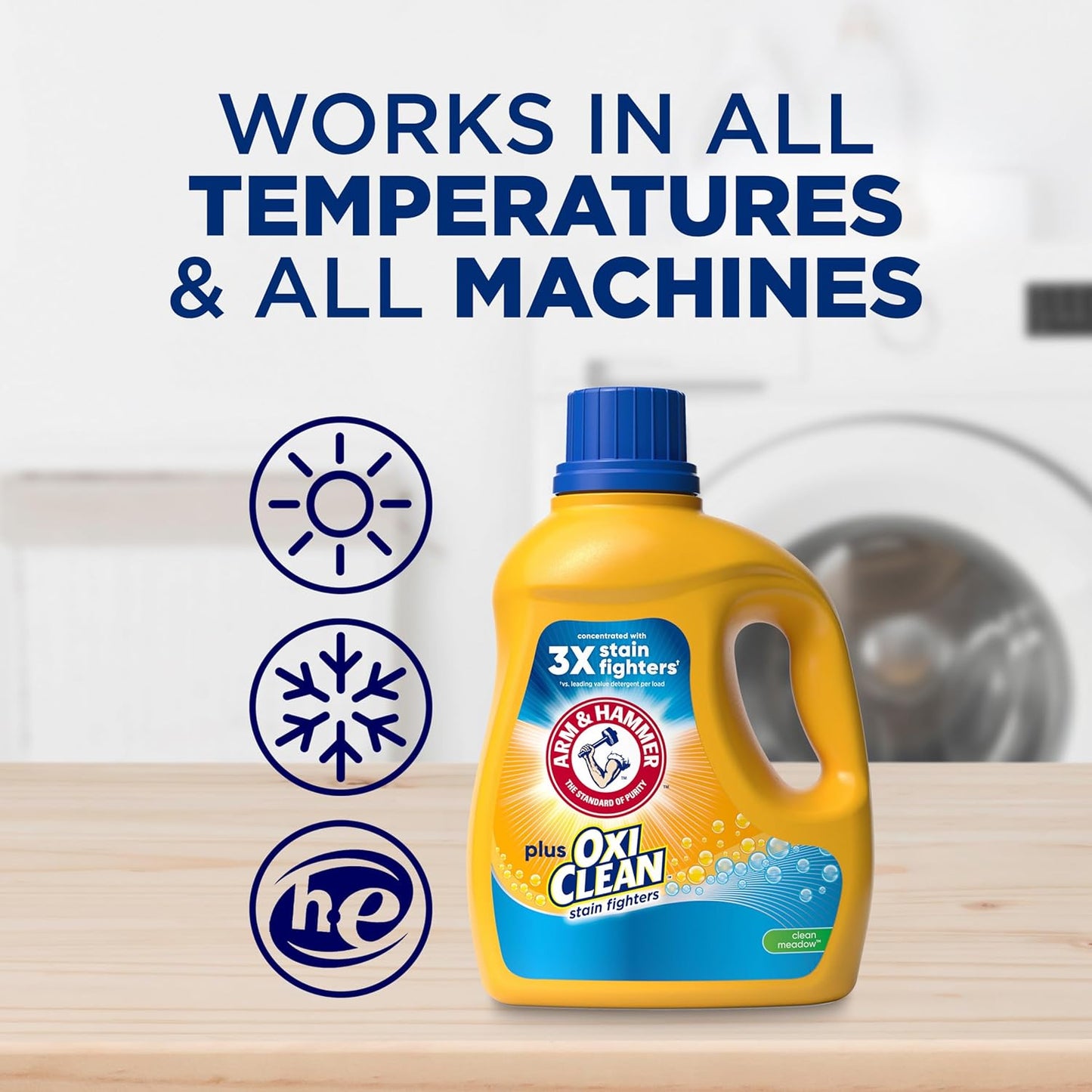 ARM & HAMMER Plus OxiClean Clean Meadow, 77 Loads Liquid Laundry Detergent, 100.5 fl oz