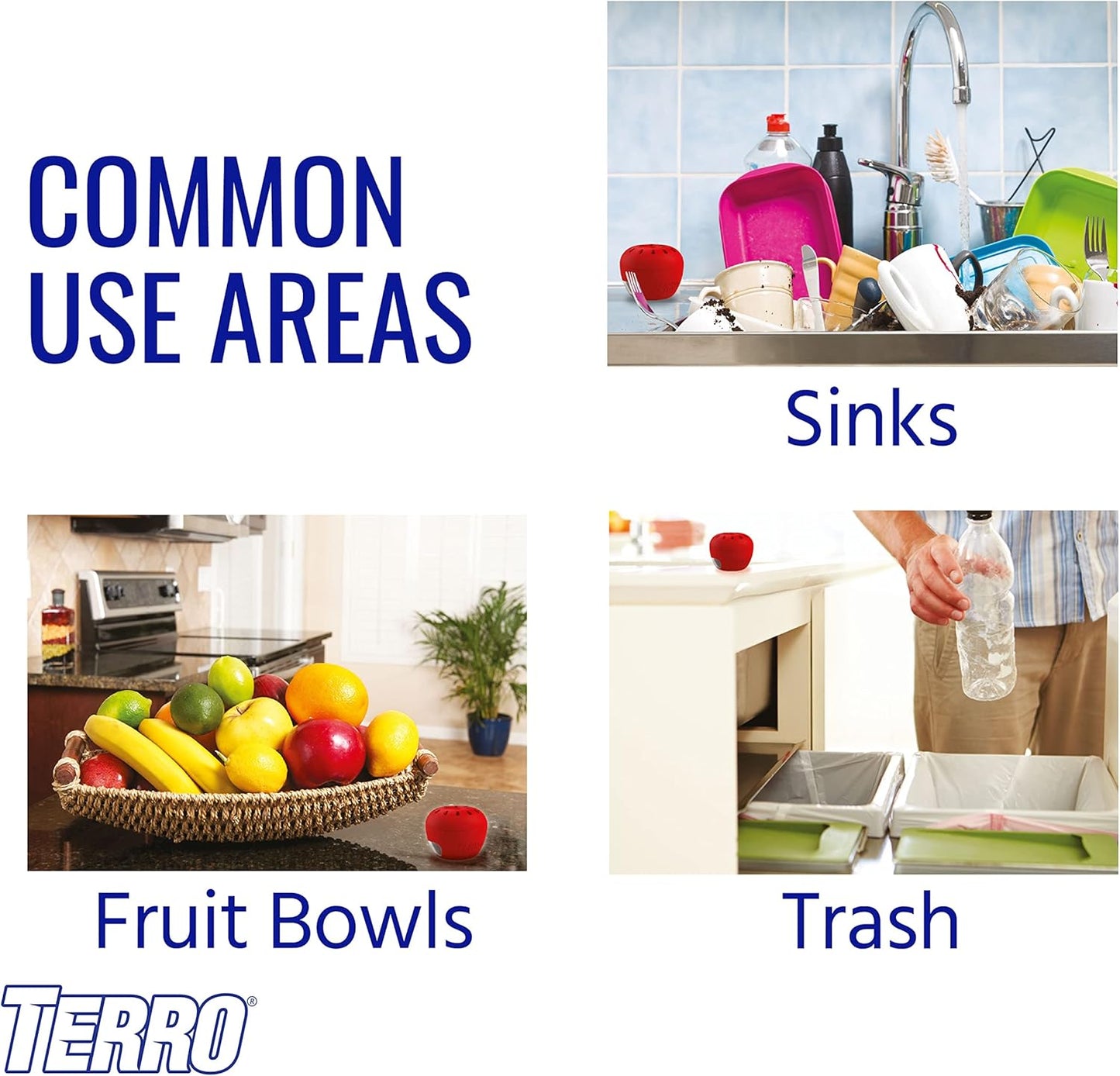 TERRO Fruit Fly Traps for Indoors (4 Pack) + 180 Days of Lure Supply - T2503SR - Lure and Kill Indoor Fruit Flies Near Fruit, Trash Cans, Countertops - Ready to Use Trap - 180 Day Supply
