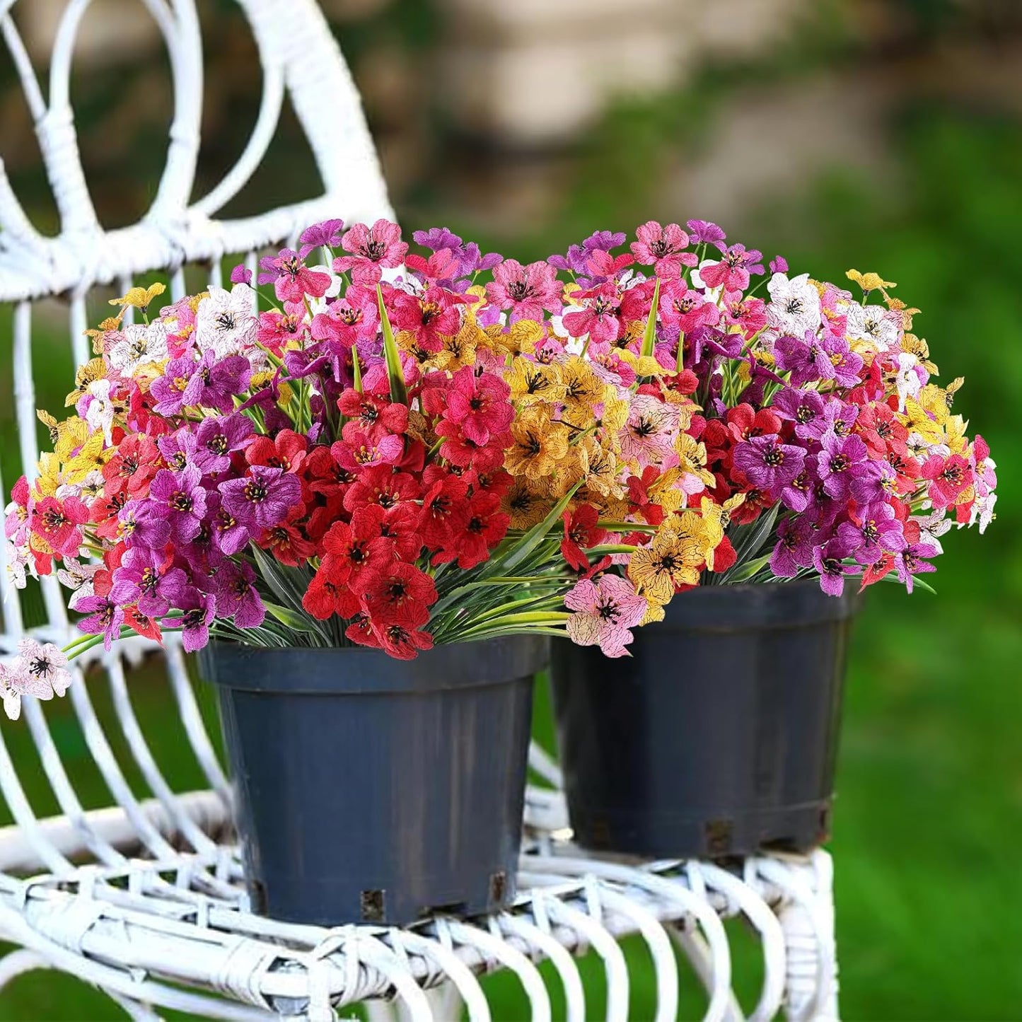 24 Bundles Artificial Flowers for Outdoor,No Fade Fake Plastic Flowers Faux Plants for Decoration Hanging Planters Indoor Outside Garden Porch Window Box Home Wedding Farmhouse - Cart Shape