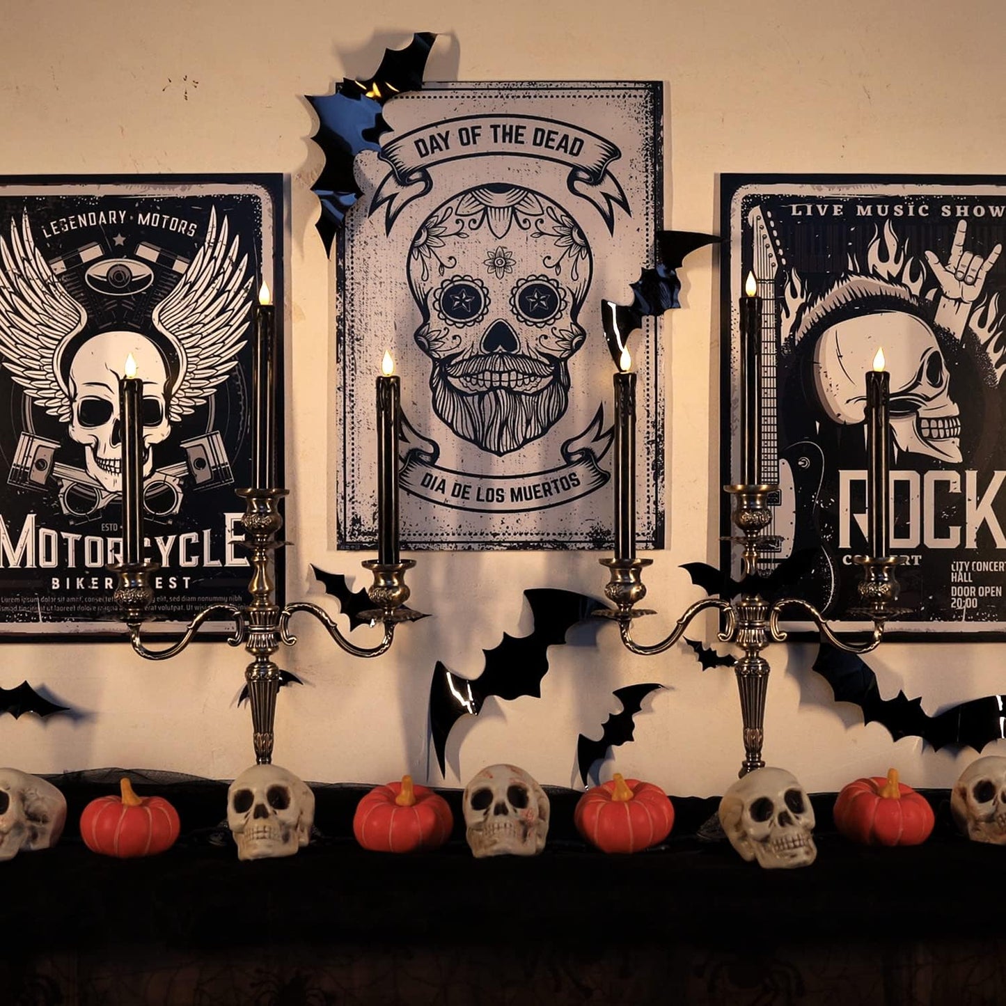 Homemory Black Flameless Taper Candles with Remote and Timer, Real Wax LED Taper Candles Battery Operated, Flickering Candle Sticks for Party Halloween Indoor Decoration, 6 Pcs, 9.6 inches