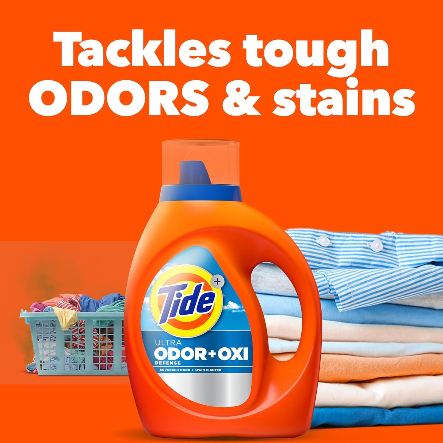 Tide Ultra Odor Defense Plus Oxi Liquid Laundry Detergent, 132 fl oz, 94 Loads, Advanced Odor and Stain Fighting Laundry Detergent Liquid (Packaging May Vary)