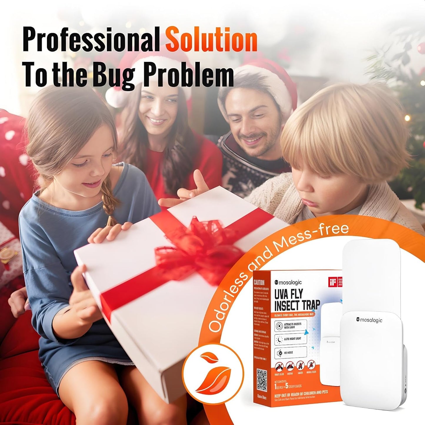 Mosalogic Fruit Fly Traps for Indoors Gnat Trap for House Indoor-600 Sqft Protection Area UV Fly Insect Trapper for Fruit Flies,Gnat,Mosquito,and Other Flying Insect Plug in Bug Killer White