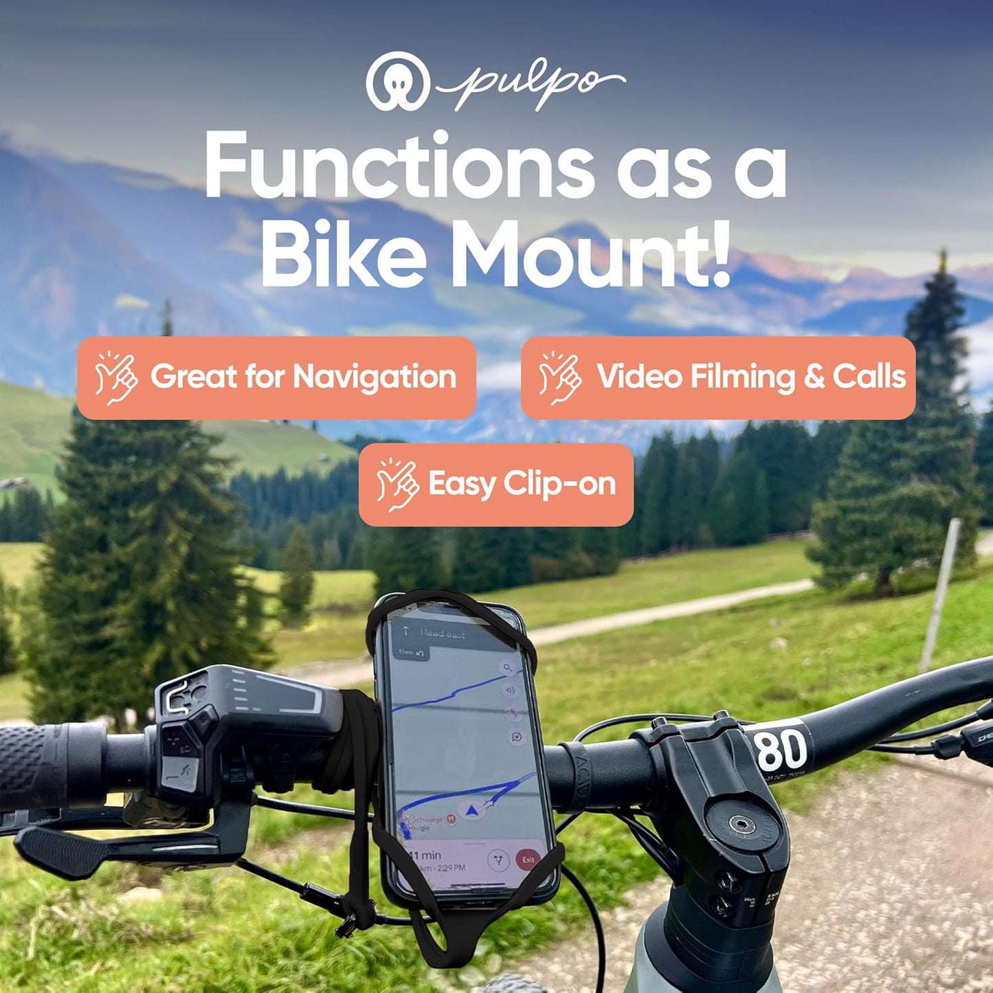 Pulpo Safety Cell Phone Lanyard Black Fits Smartphones 6.1" to 6.8” - Anti Theft Phone Strap for Men & Women, Lanyards for Phones, Hiking Phone Holder & Cellphone Lanyard, Silicone Crossbody Straps