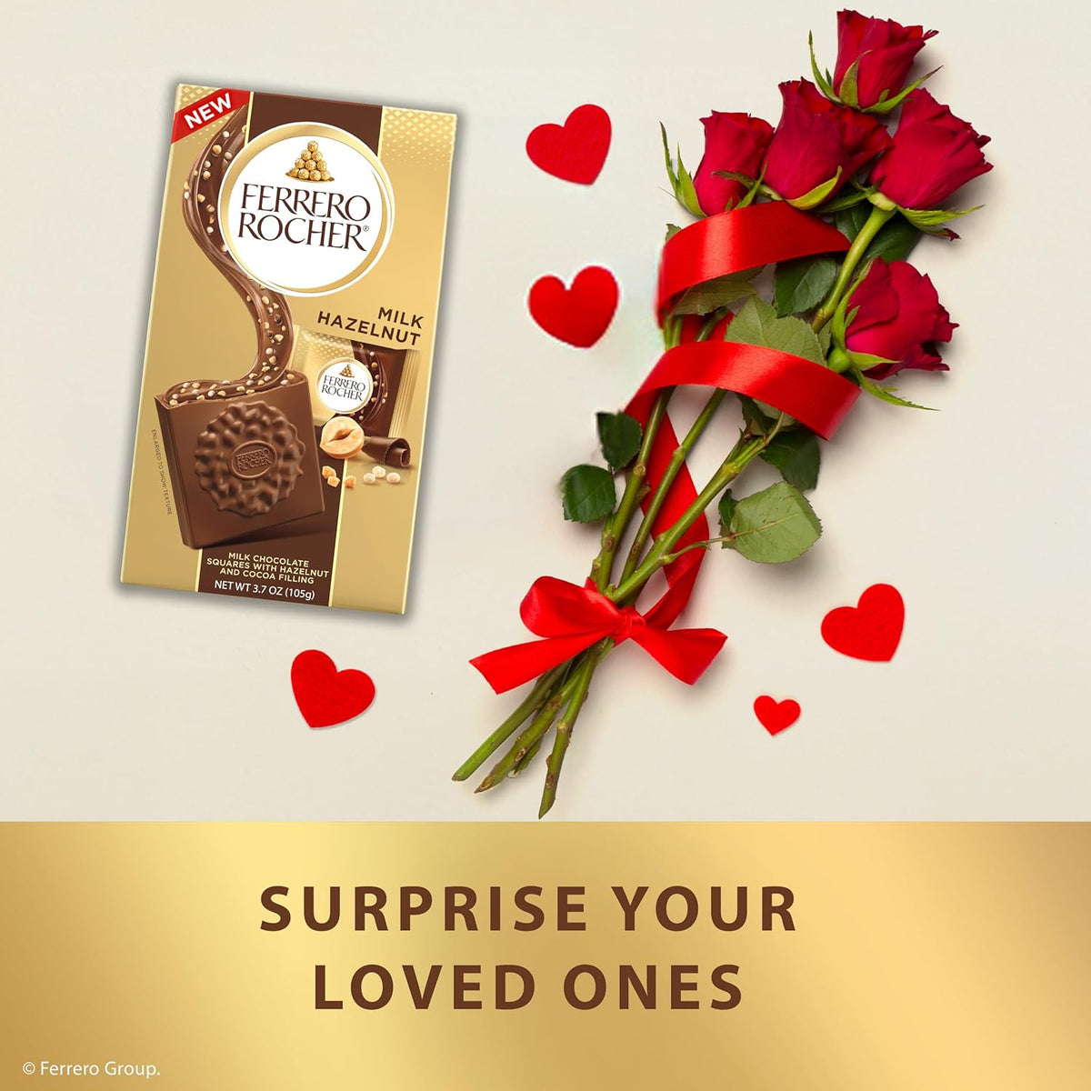 Ferrero Rocher Premium Hazelnut Milk chocolate squares, Chocolate Gifts, 10 Pieces, 3.7 oz