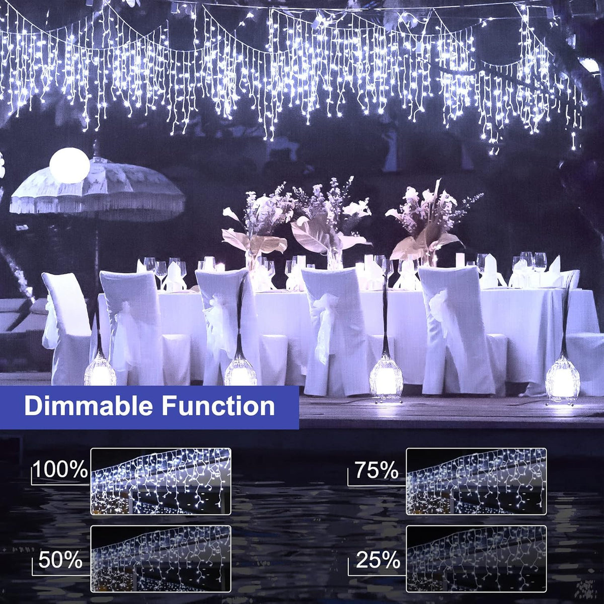 Icicle Christmas Lights Outdoor, 40Ft 432 LED Waterproof White Icicle Lights for Outside, 8 Lighting Modes Connectable String Light with Remote,Timer, 81 Drops Christmas Decorations for House Eaves