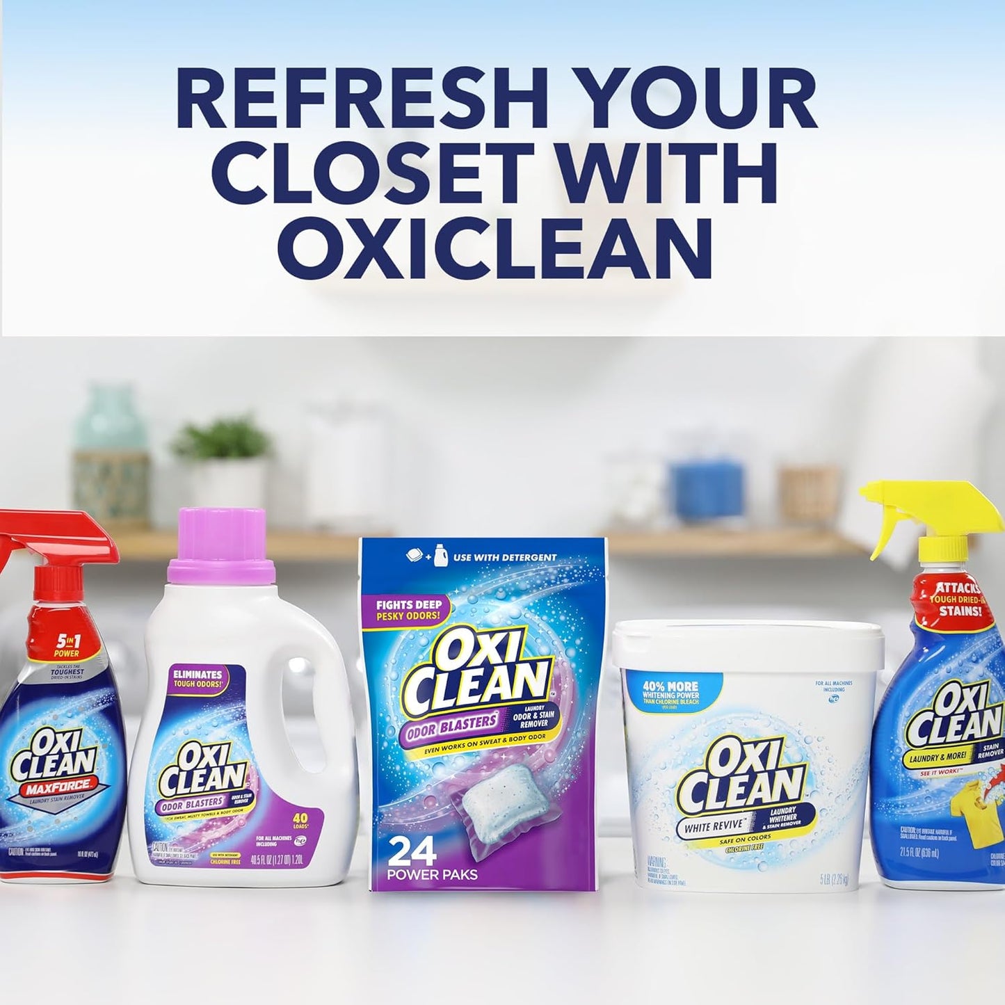 OxiClean Odor Blasters Odor and Stain Remover Laundry Power Paks, 24 Ct