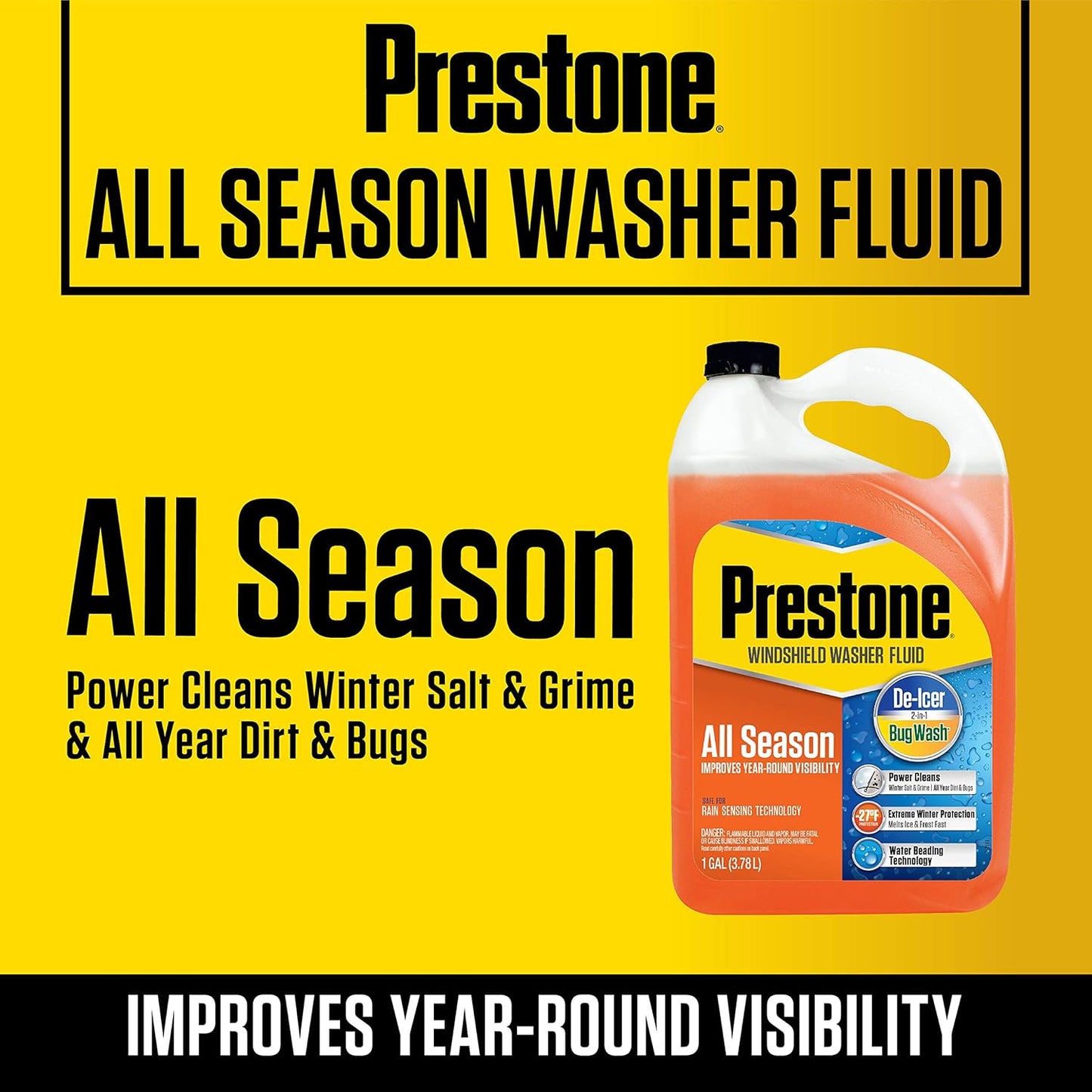 Prestone AS658 Deluxe 2-in-1 Windshield Washer Fluid, 1 Gallon