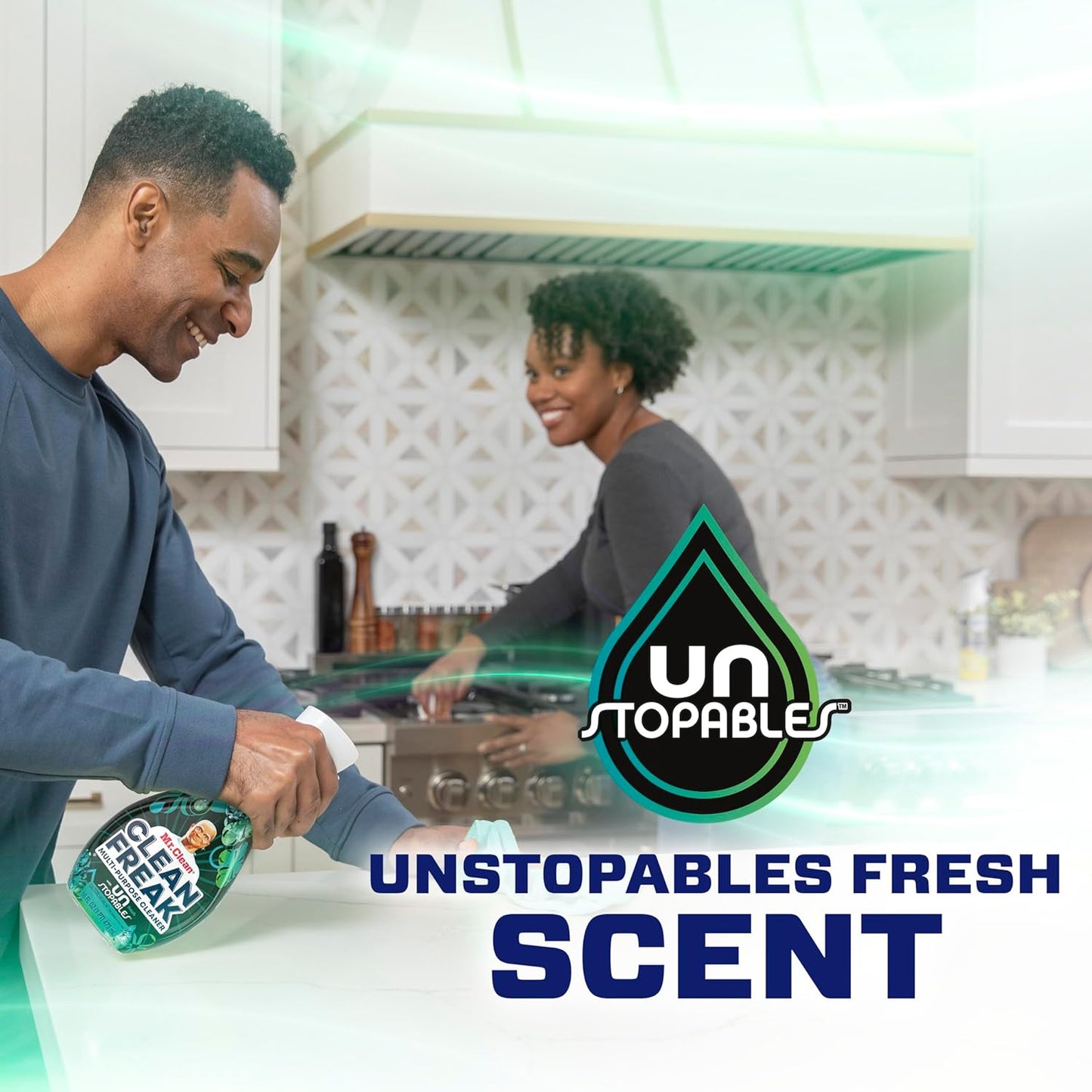 Mr. Clean Clean Freak Multi Surface Cleaning Spray, Deep Cleaning Mist Starter Kit and Refill Bundle, Unstopables Fresh Scent, 64 fl oz