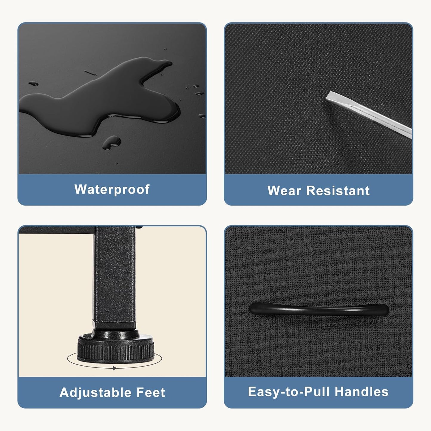 DUMOS Nightstand Small Dresser with 2 Fabric Drawers Side Tables Bedroom End Table Bedside Storage Furniture for 20 inch Tall Night Stand for Entryway, College Dorm, Classic Black