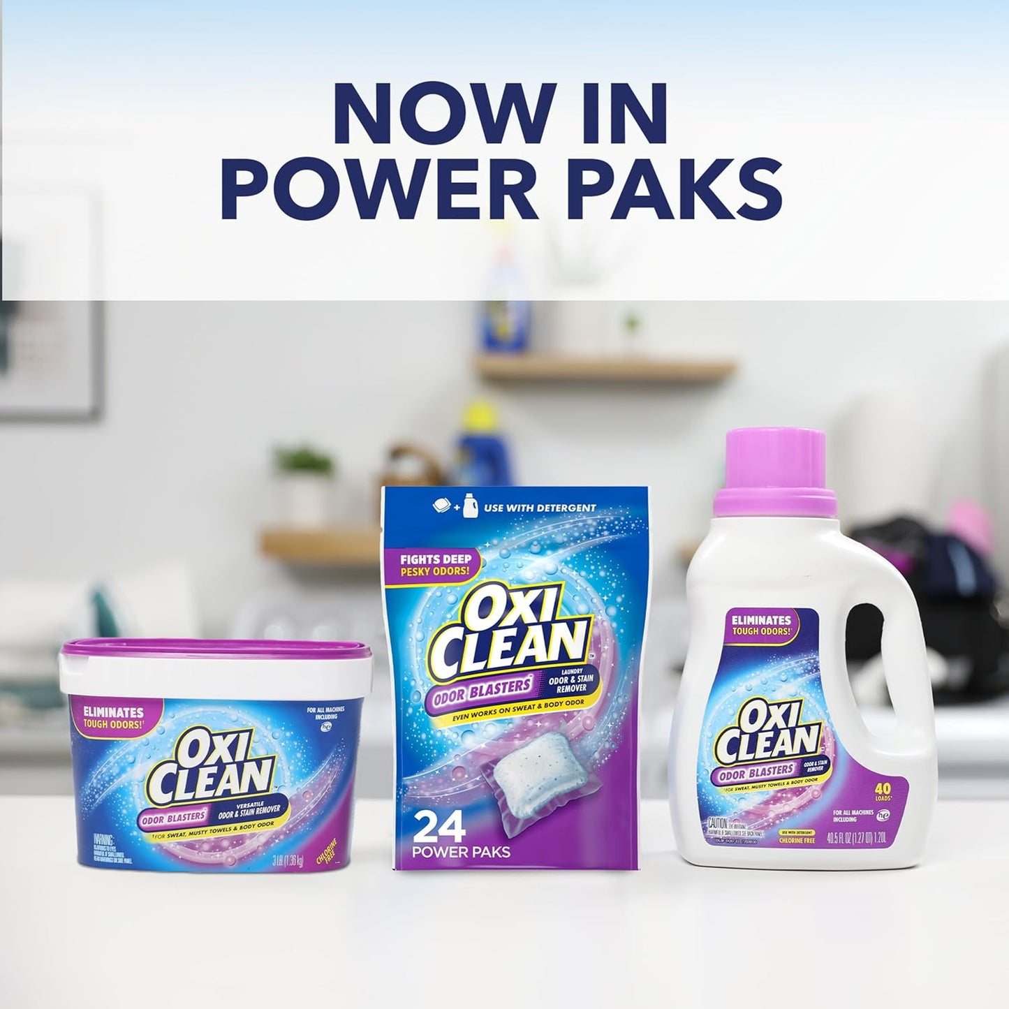 OxiClean Odor Blasters Odor and Stain Remover Laundry Power Paks, 24 Ct