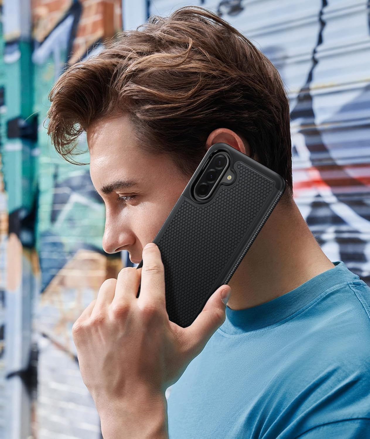 FNTCASE for Samsung Galaxy A16-5G Case: Dual Layer Protective Heavy Duty Cell Phone Cover with Non Slip Textured Back - Shockproof Rugged Military Grade Drop Protection Bumper Tough Black