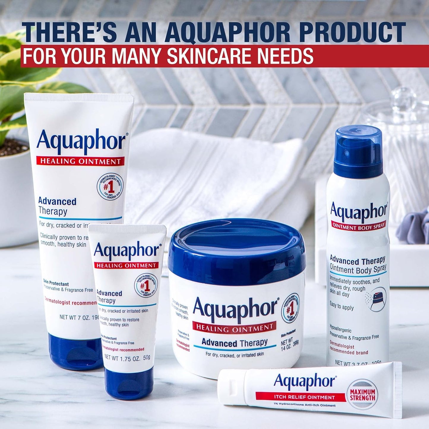 Aquaphor Healing Ointment Advanced Therapy Skin Protectant, Dry Skin Body Moisturizer, 7 Oz Tube