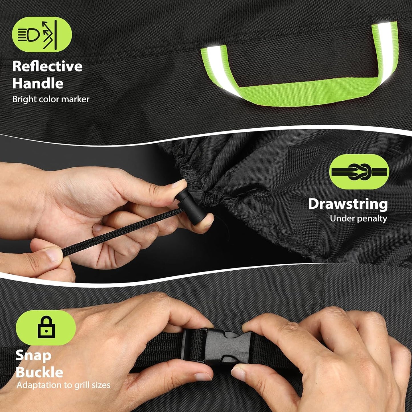 Grill Cover for Outdoor Grill, Universal Fit 45"-75" BBQ Gas Grill Waterproof Anti-UV Oxford Fabric Windproof Design with Adjustable Straps, Fits Weber/Char-Broil/Nexgrill and More (58")