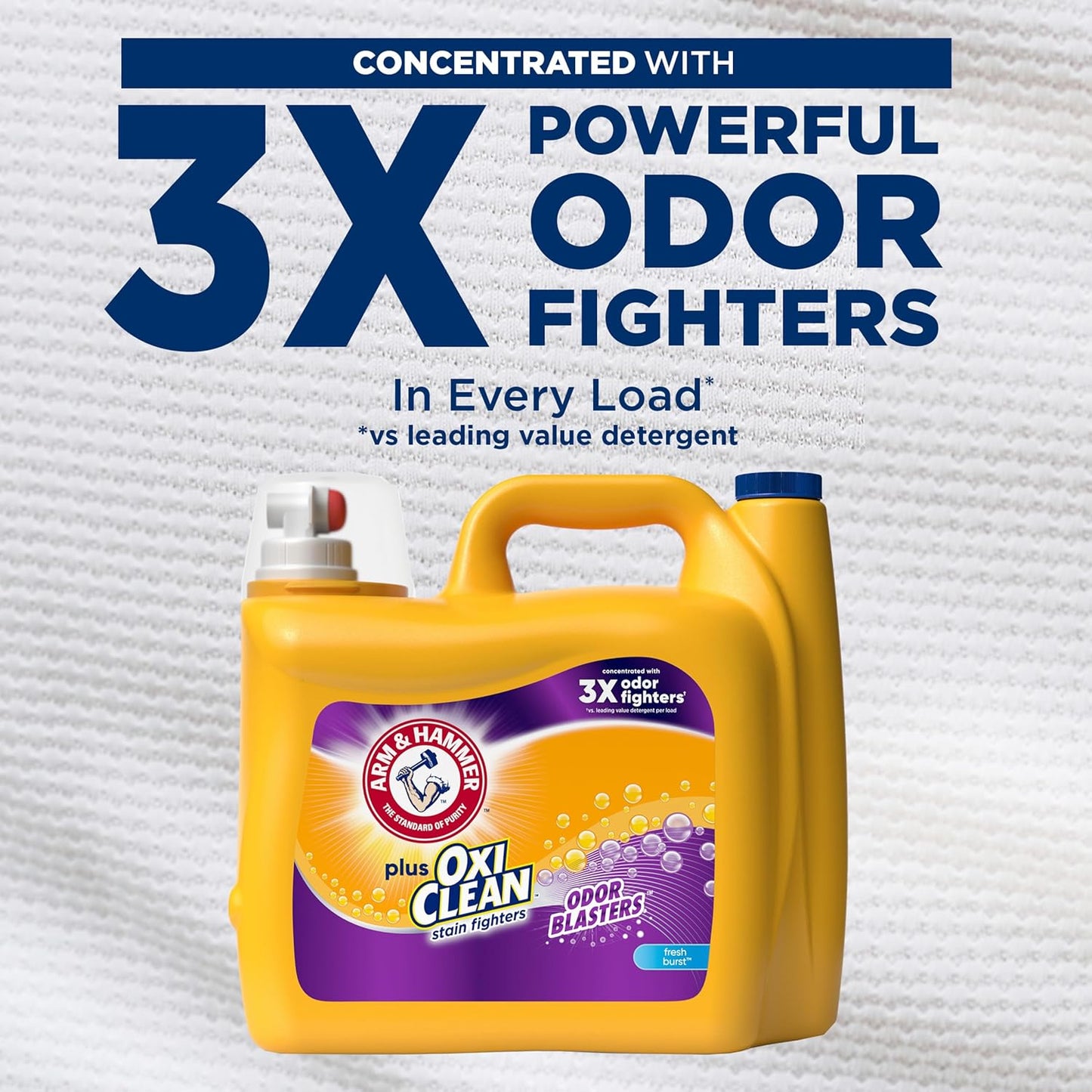 ARM & HAMMER Plus OxiClean Odor Blasters Fresh Burst, 128 Loads Liquid Laundry Detergent, 166.5 Fl oz