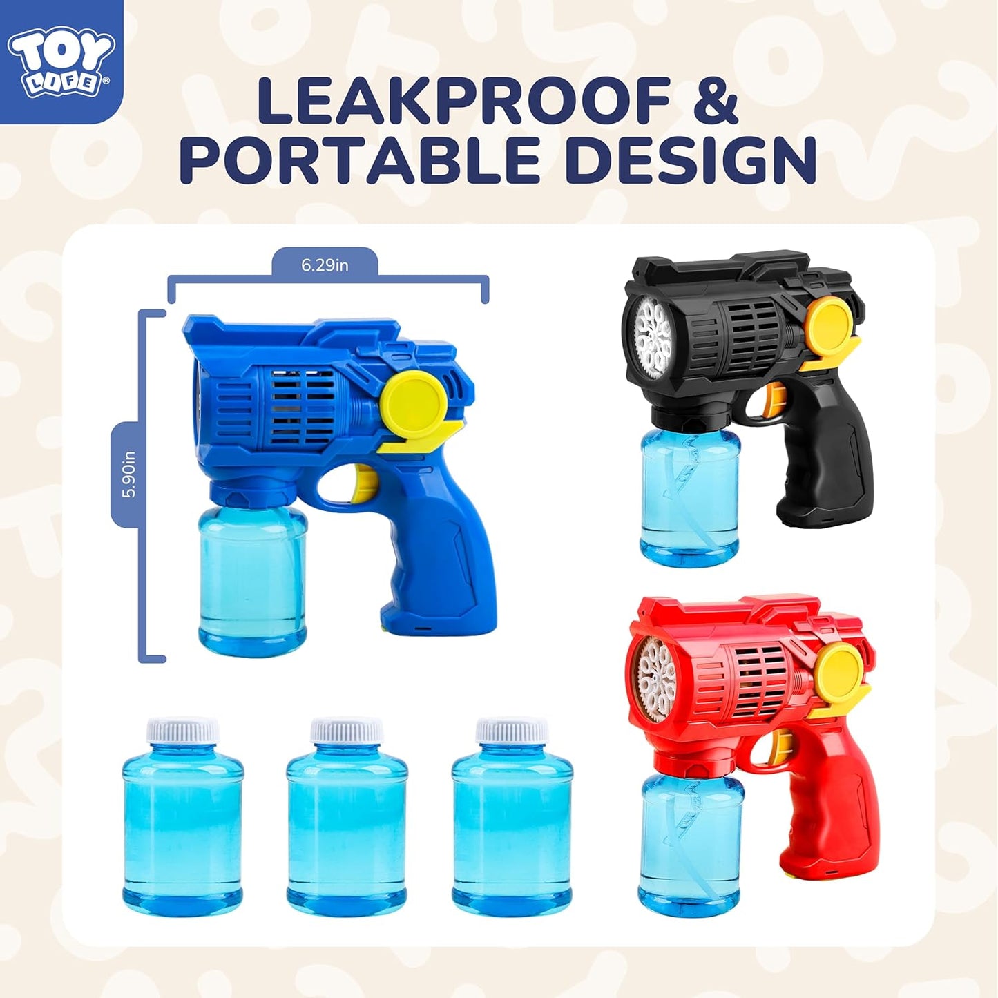 Toy Life 3 Pack Bubble Guns for Kids, Automatic Bubble Blower, Leakproof & Lightweight, Outdoor Summer Toy, Easter Basket Stuffer, Party Favor, Birthday Gift for Toddlers Boys Girls