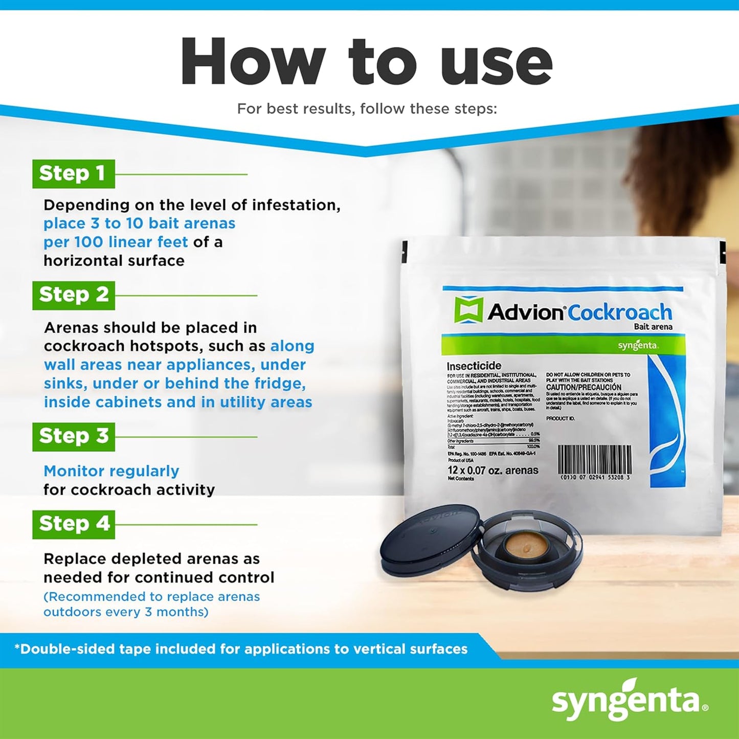 advion 68663 Arena 12ct Bag Cockroach Bait Station, White