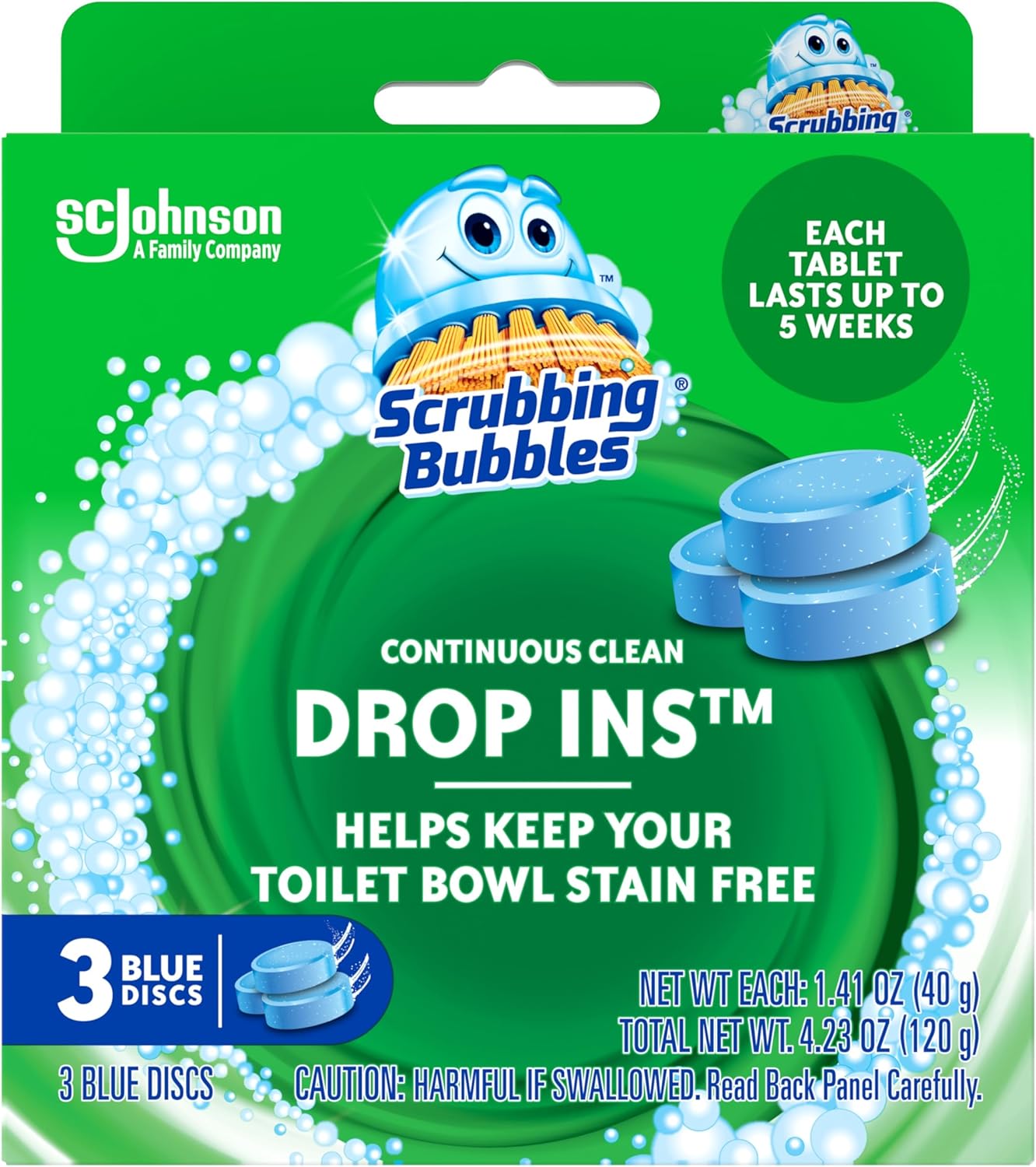 Scrubbing Bubbles Toilet Tablets, Continuous Clean Toilet Drop Ins, Helps Keep Toilet Stain Free and Helps Prevent Limescale Buildup, 3 Count, Pack Of 1