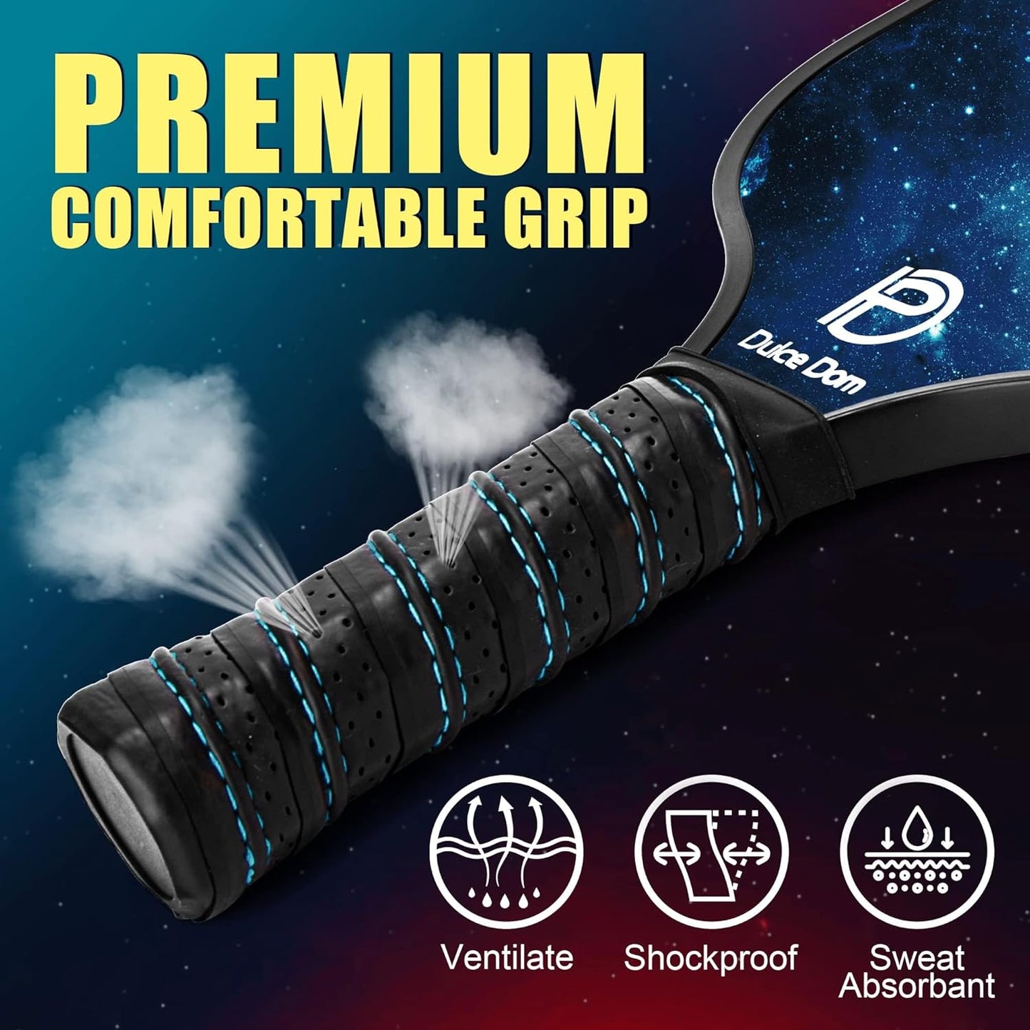 DULCE DOM Pickleball Paddles Set of 2/4 - USAPA Approved, Fiberglass/Carbon Fiber Pickleball Racket with 4 Indoor Outdoor Pickleball Balls and Pickleball Bag, Ideal Pickleball Training Equipment