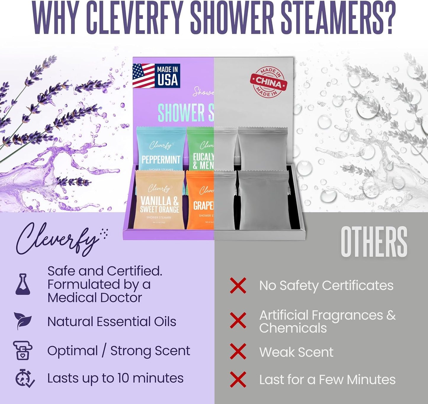 Cleverfy Shower Steamers Aromatherapy - Valentines Day Gifts for Her, Him, Women, Daughter, Mom, Girlfriend, Wife, Teen Girls and Boys - Valentines Gifts for Her, Him, Women and Men - 6 Tablets