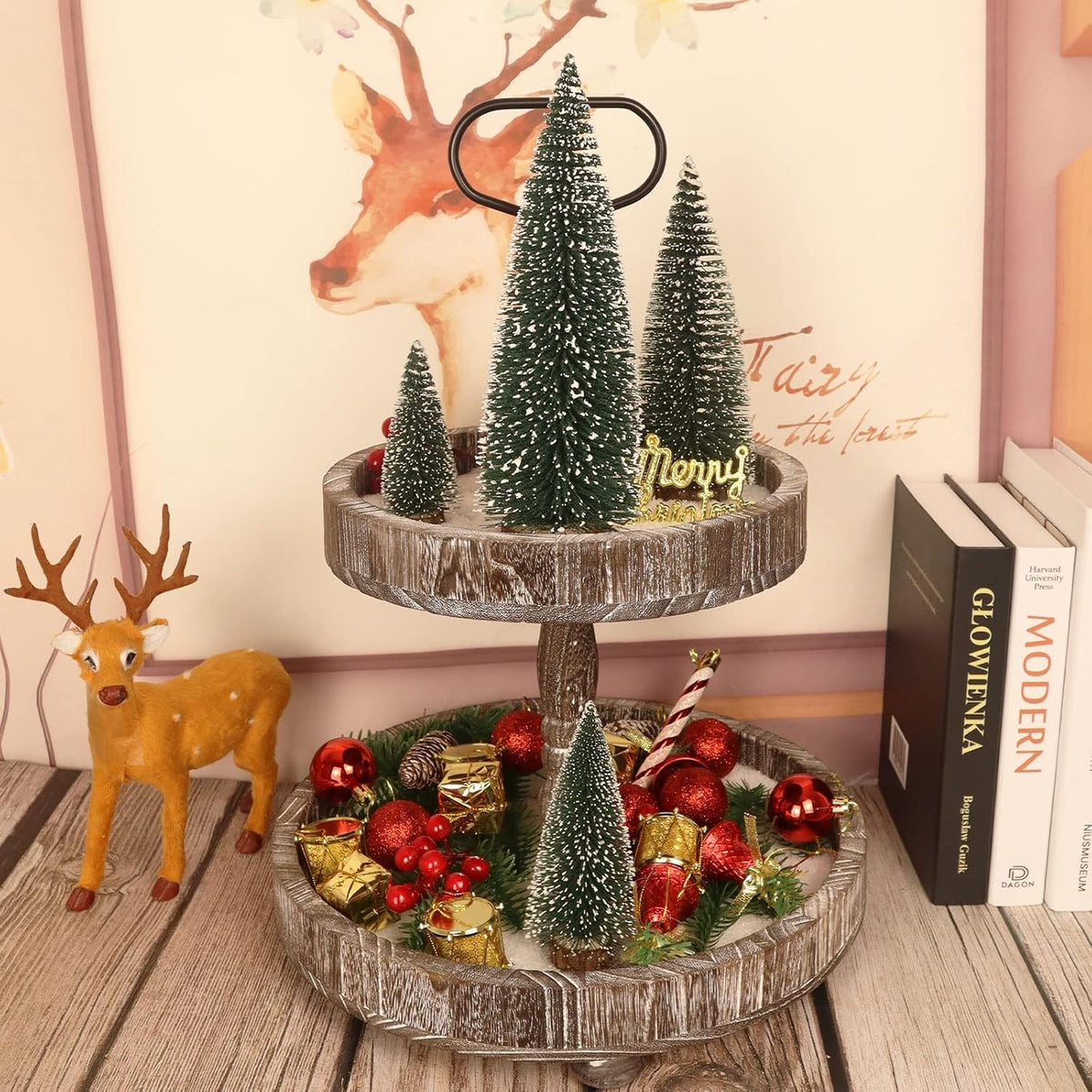 Desktop Miniature Pine Tree Tabletop Christmas Tree Small Pine Tree Decor Christmas Tree Toppers (Green 4pcs)