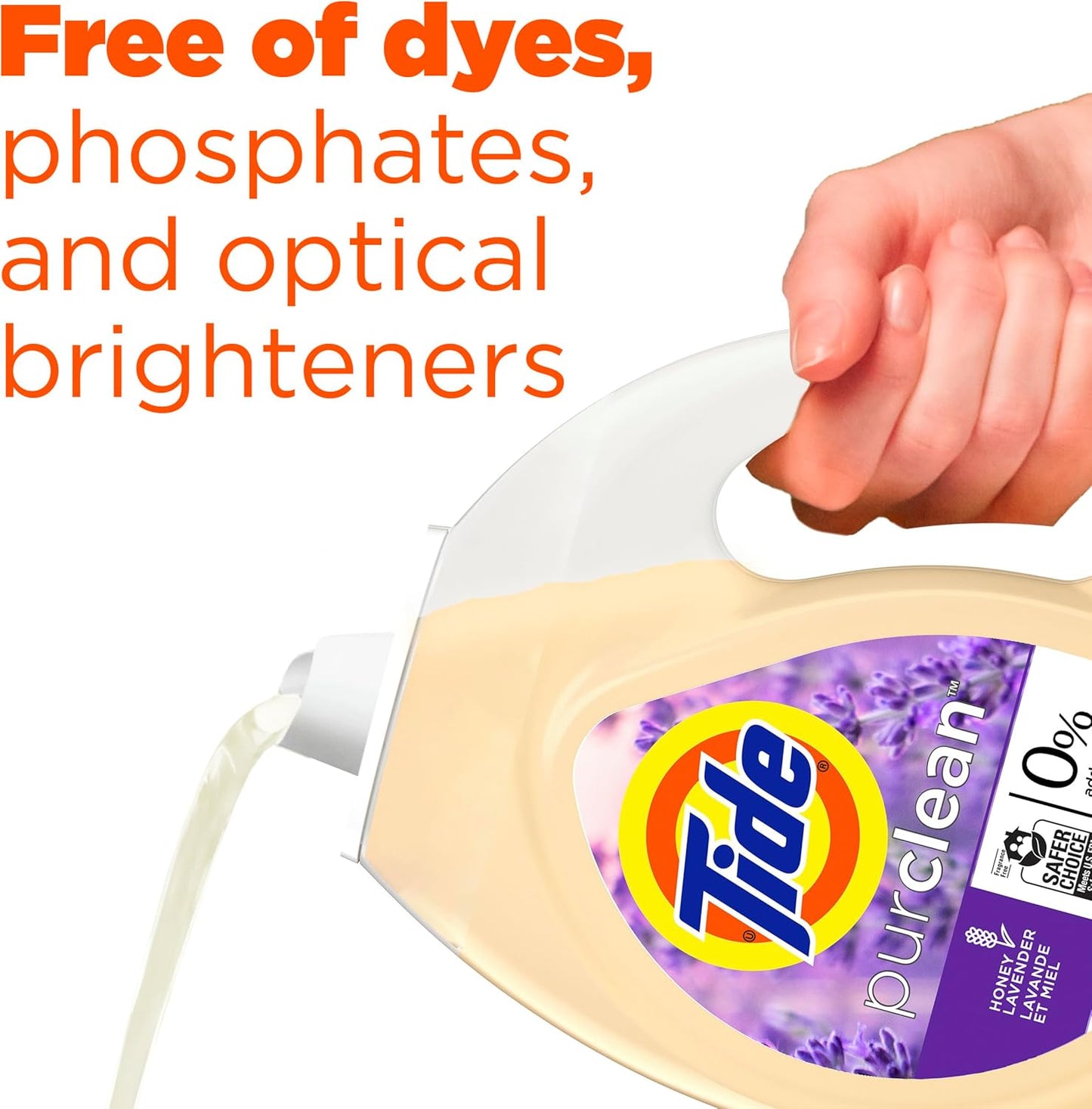 Tide Purclean Liquid Laundry Detergent, Honey Lavender Scent, 63 fl oz, 48 Loads